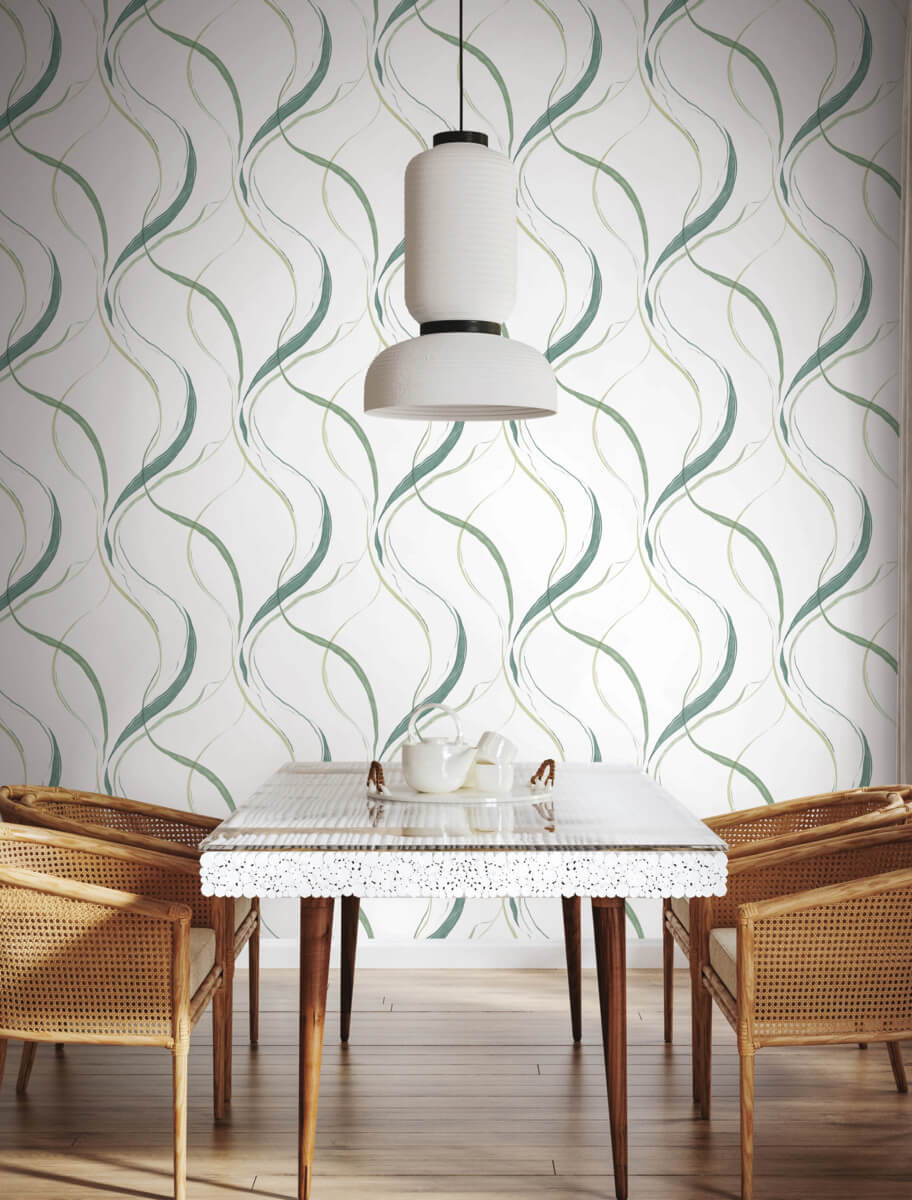 York Formations Ink Flow Wallpaper - Green & White