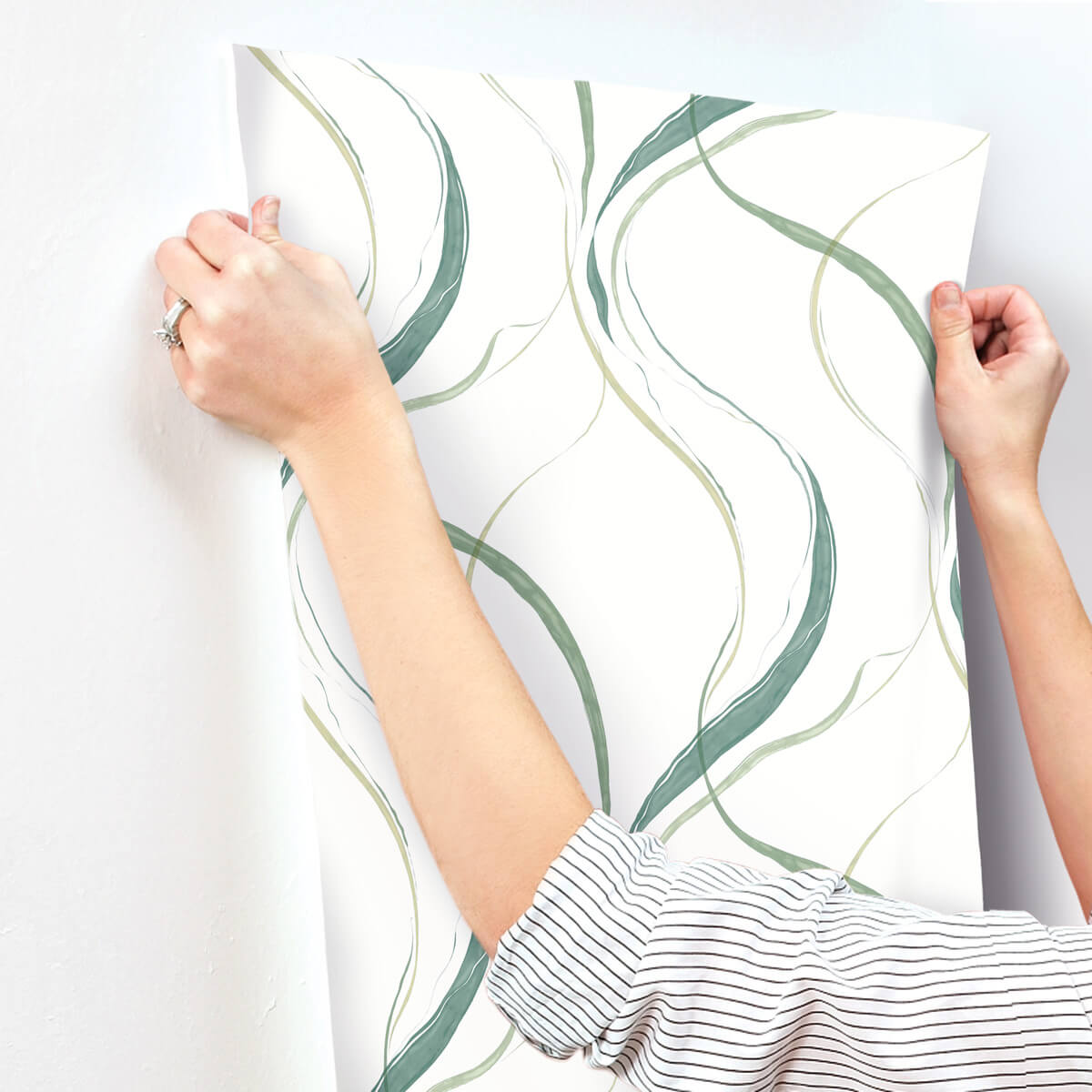 York Formations Ink Flow Wallpaper - Green & White