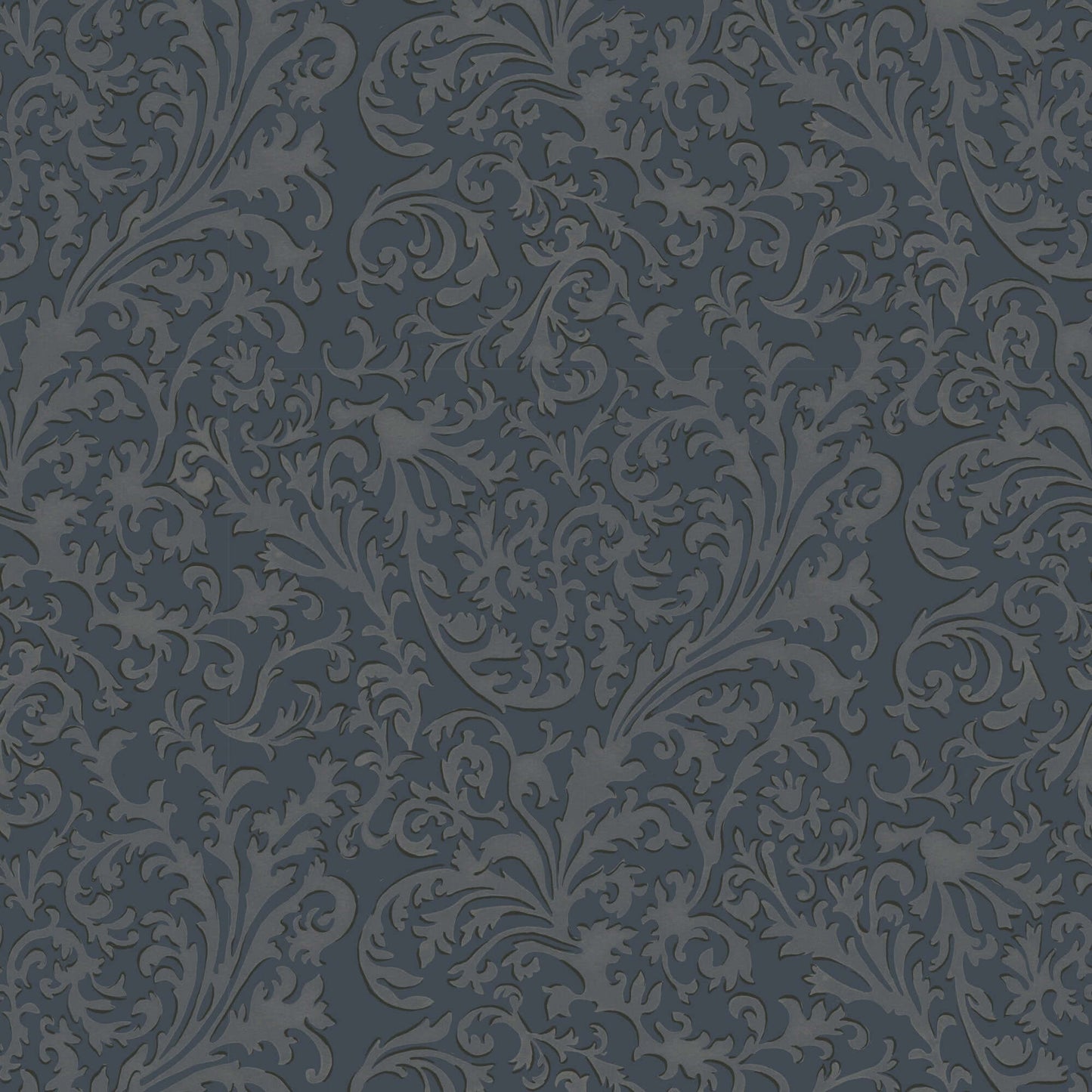 Mitchell Black Florentine Vine Wallpaper Sample - Midnight
