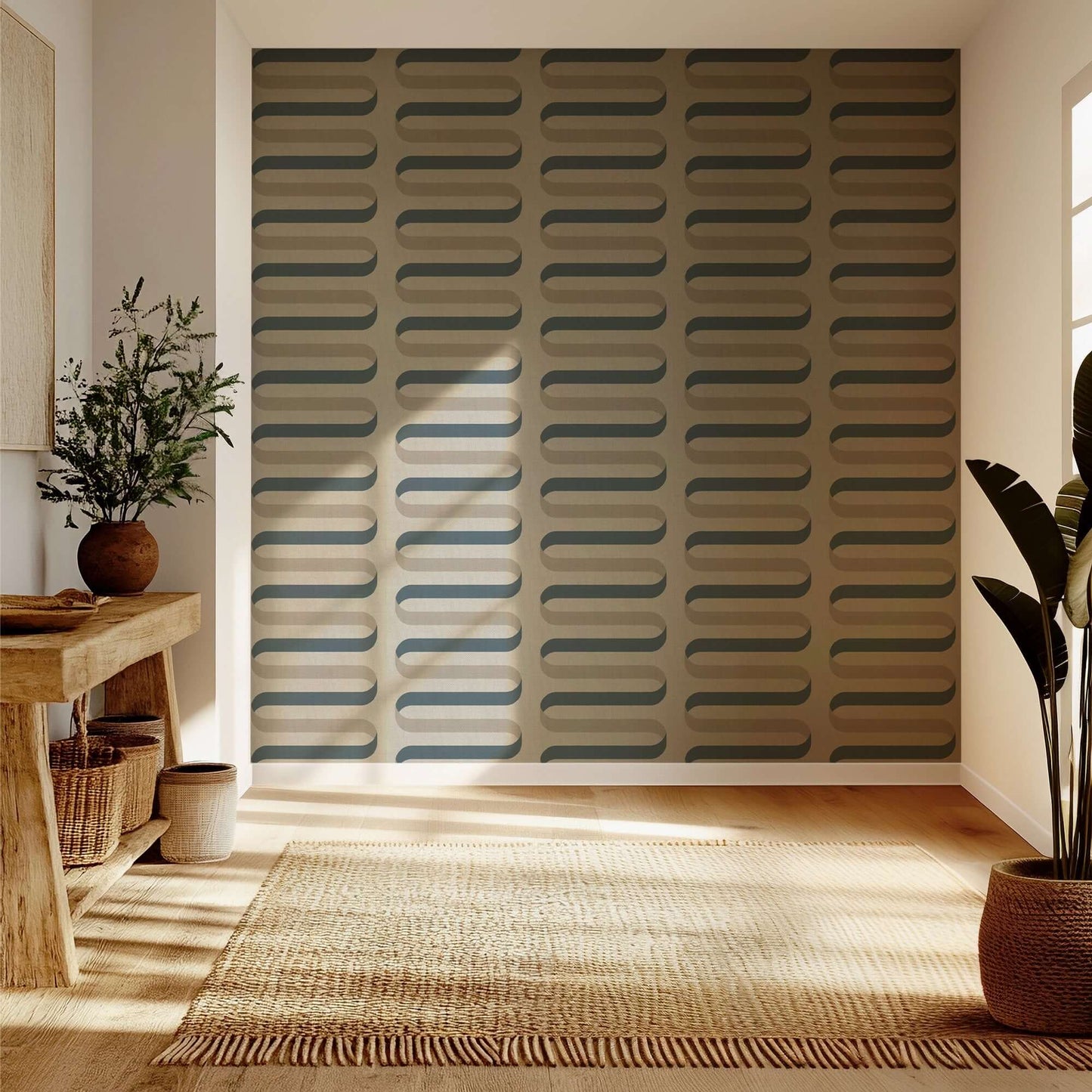 Mitchell Black Folding Ribbon Wallpaper - Cotton Slate
