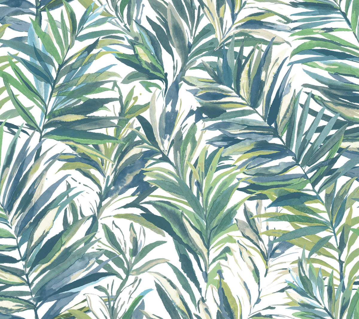 York Woodnote Swaying Palms Wallpaper - Green & Blue