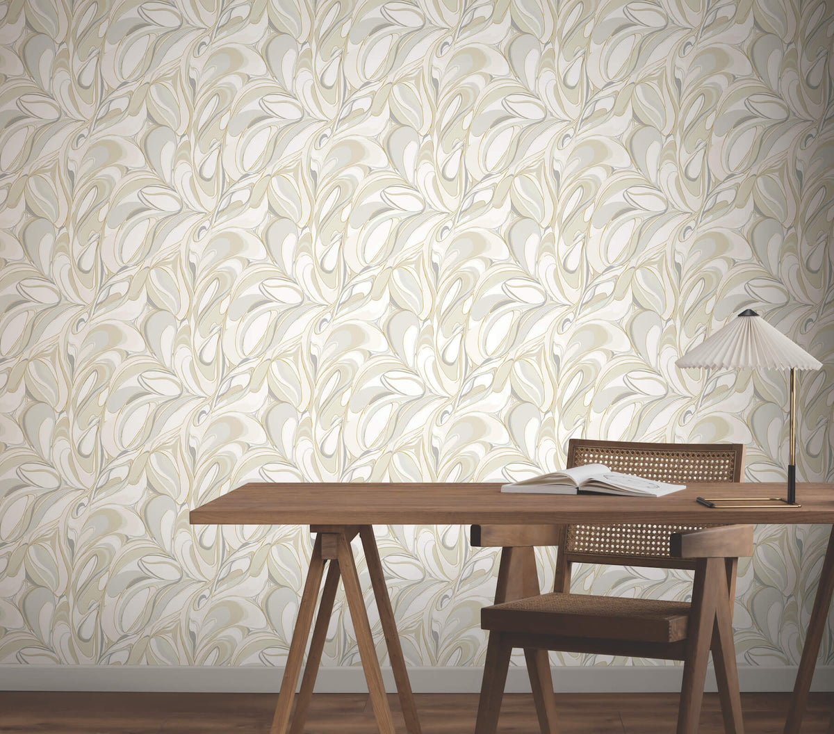 York Woodnote Achate Wallpaper Sample - Beige & Grey