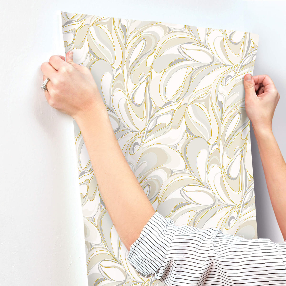 York Woodnote Achate Wallpaper Sample - Beige & Grey