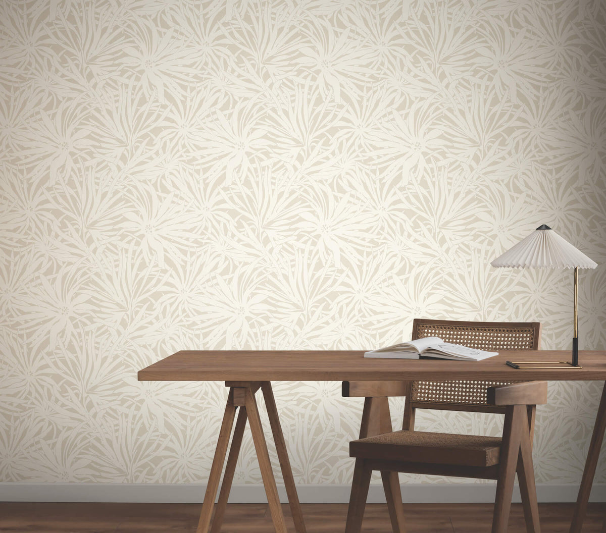 York Woodnote Floral Canopy Wallpaper Sample - Linen