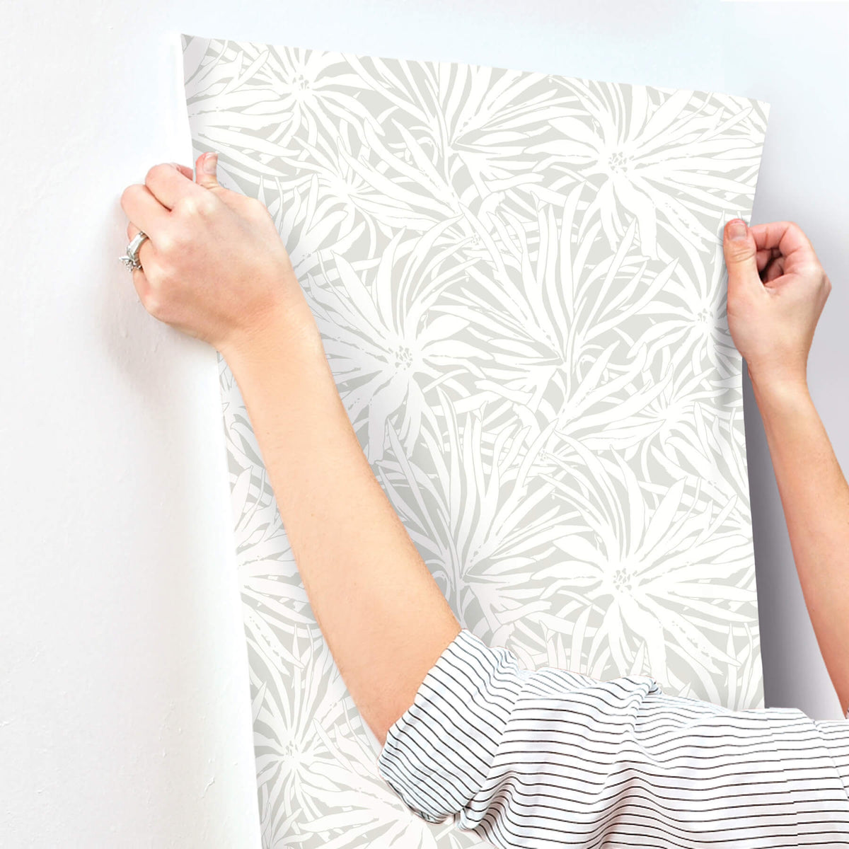 York Woodnote Floral Canopy Wallpaper - Grey