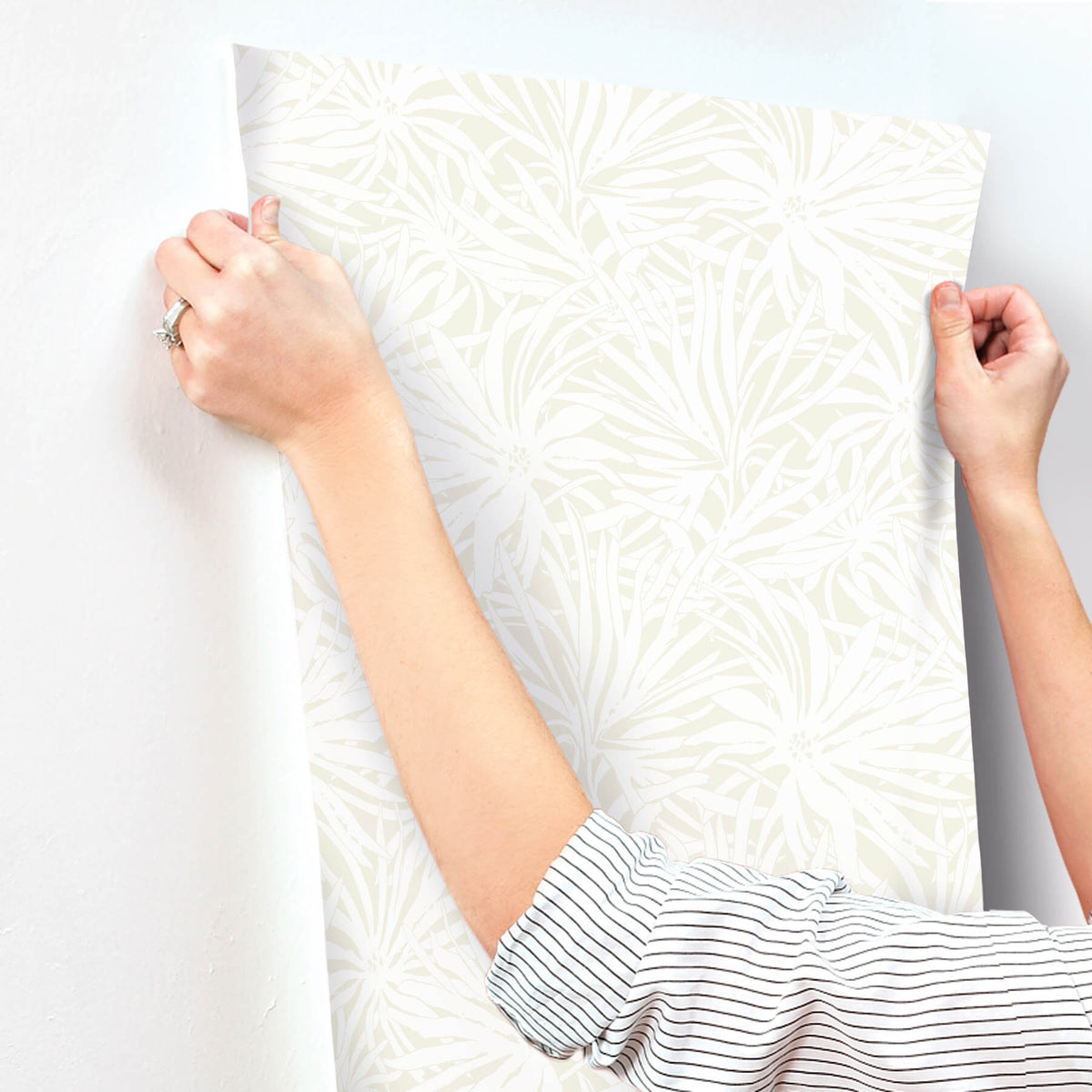 York Woodnote Floral Canopy Wallpaper - Cream