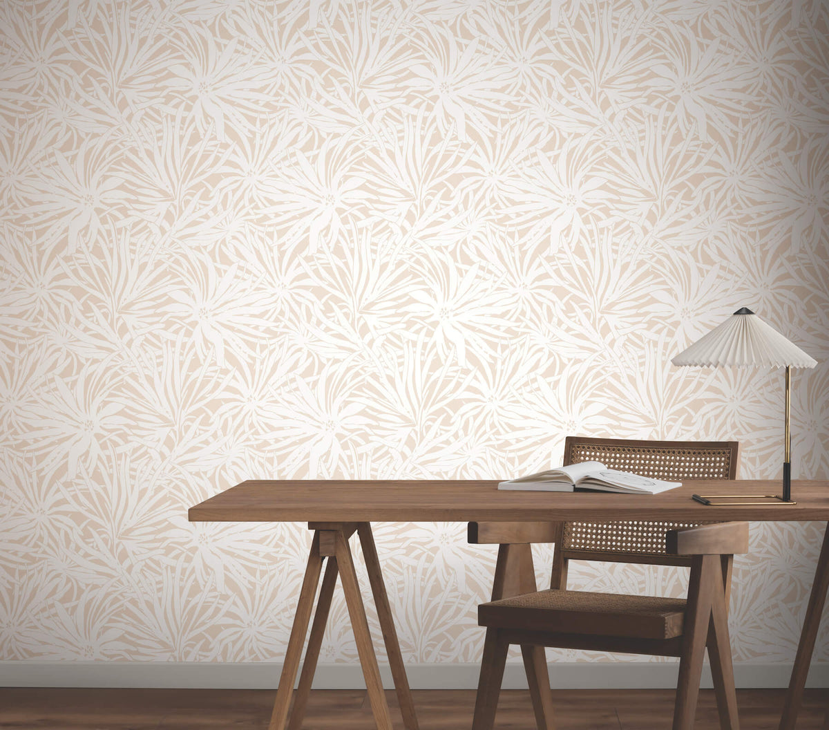 York Woodnote Floral Canopy Wallpaper Sample - Blush
