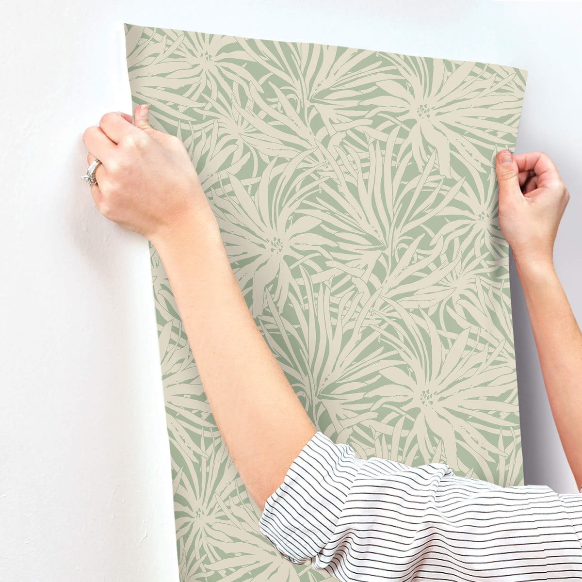 York Woodnote Floral Canopy Wallpaper Sample - Olive