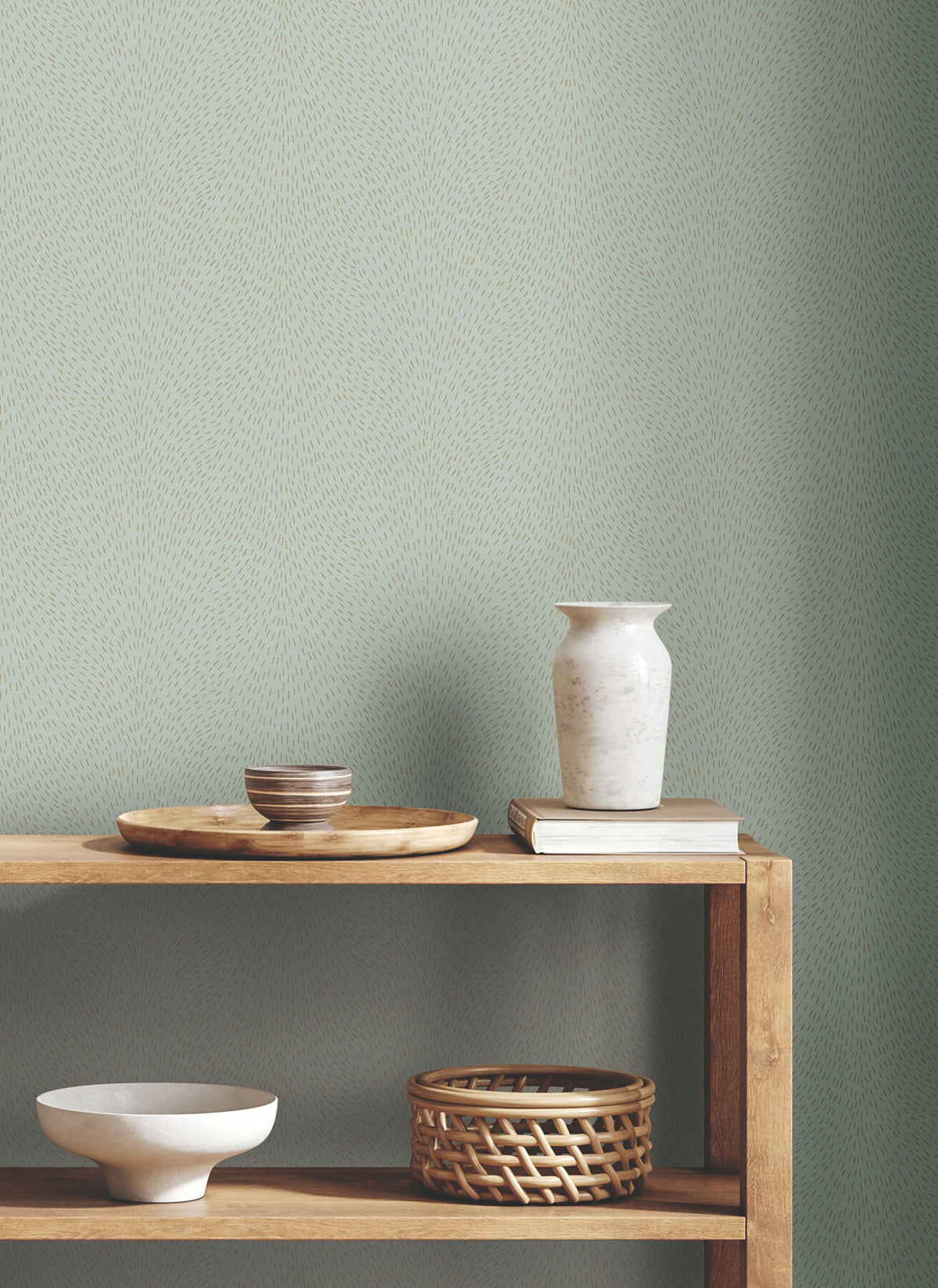 York Woodnote Dew Drop Wallpaper Sample - Sea Mist
