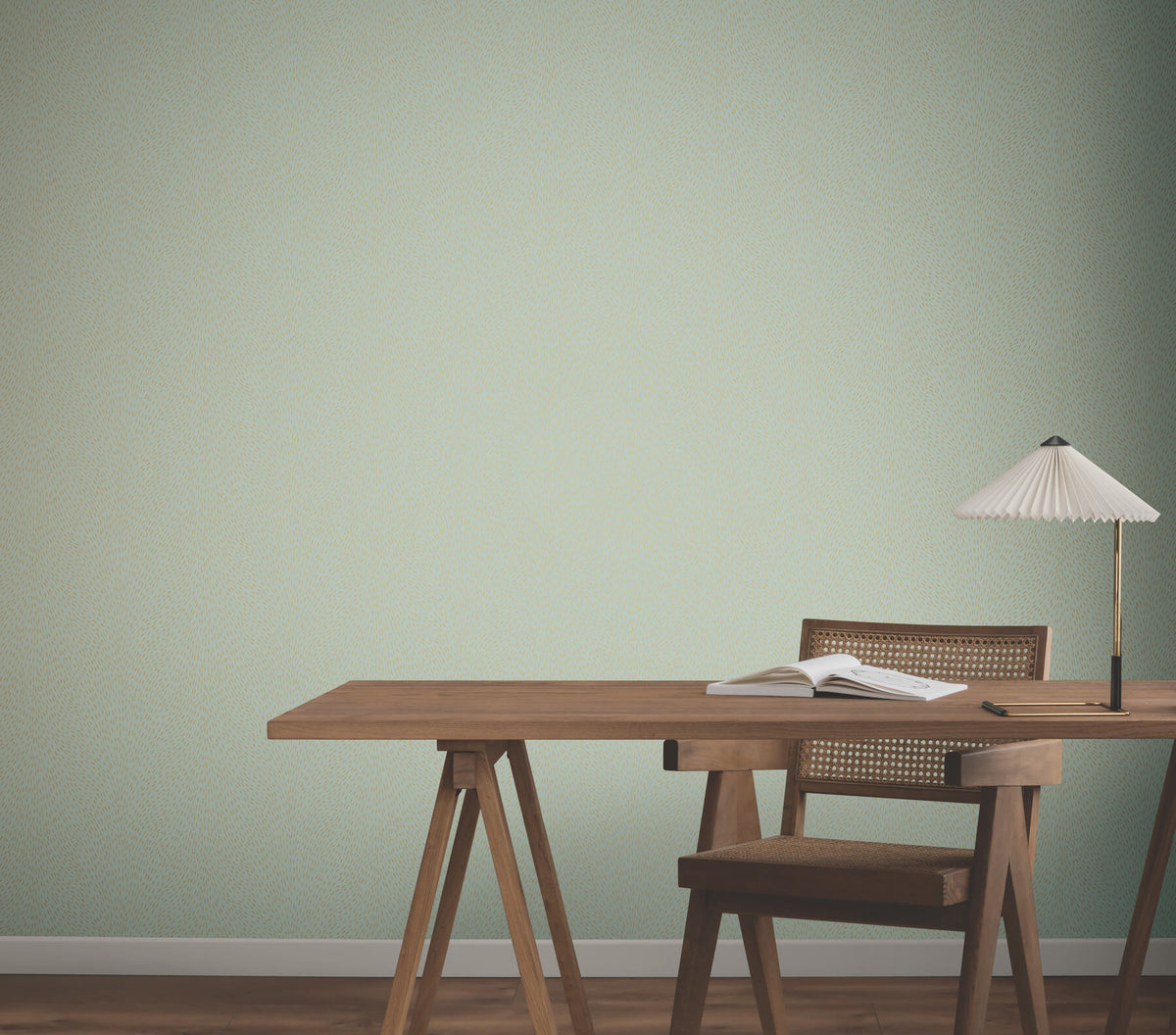 York Woodnote Dew Drop Wallpaper Sample - Sea Mist