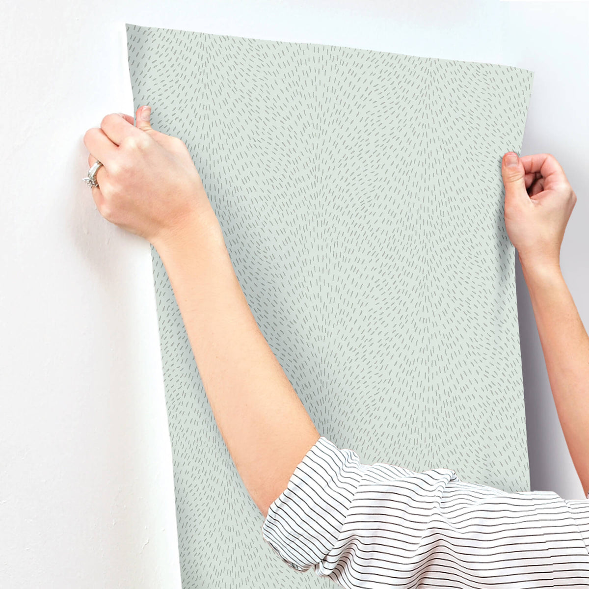 York Woodnote Dew Drop Wallpaper Sample - Sea Mist
