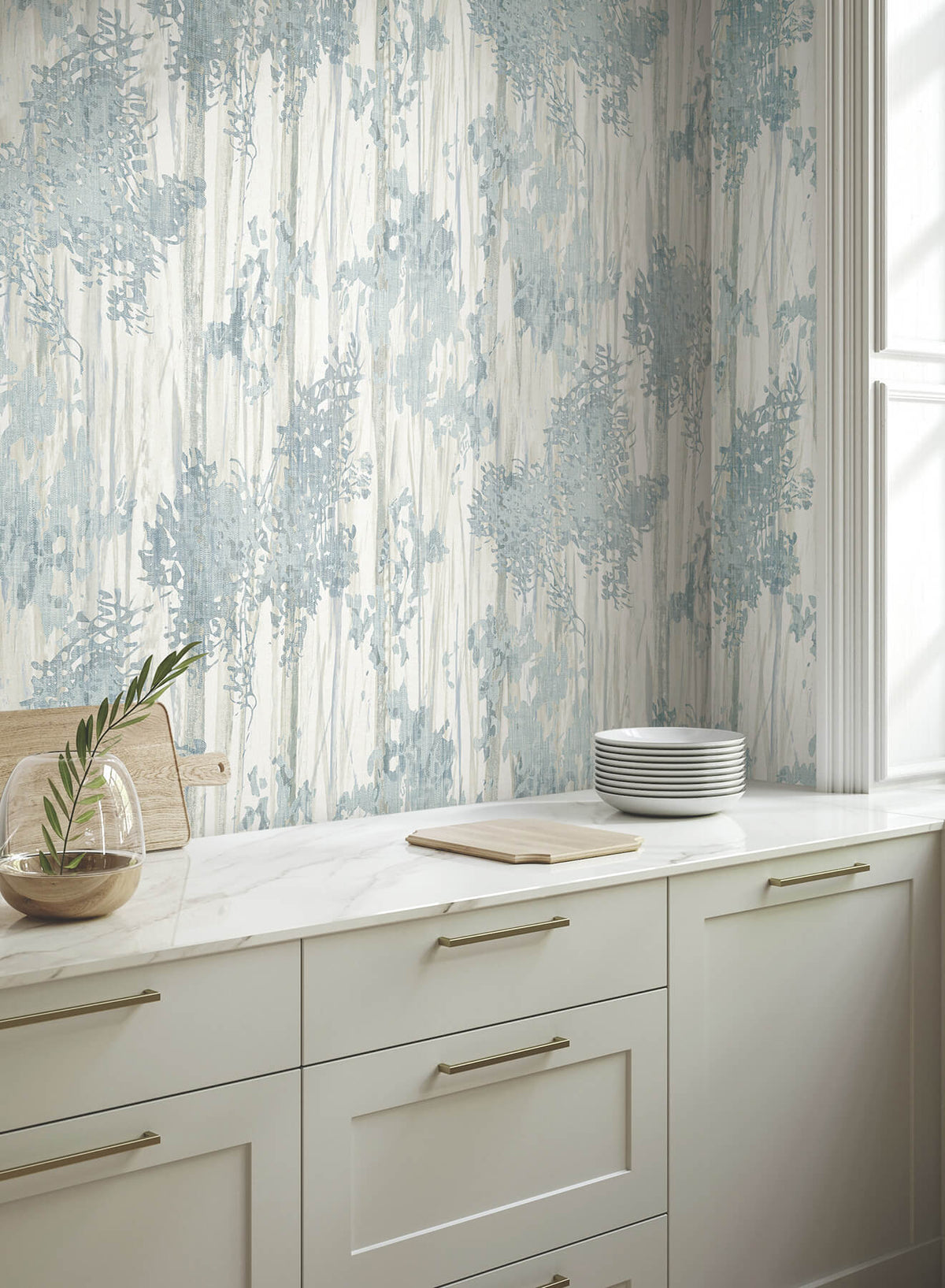 York Woodnote Aspen Grove Wallpaper Sample - Blue