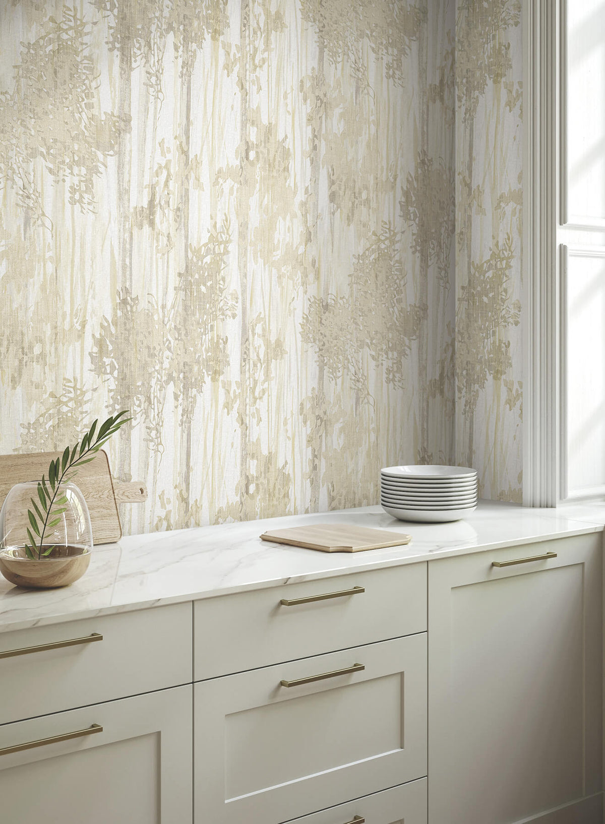 York Woodnote Aspen Grove Wallpaper Sample - Sand
