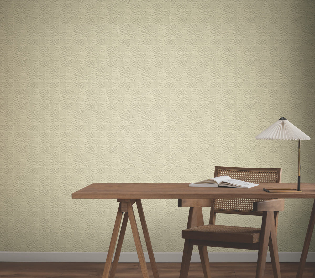 York Woodnote Woodcut Wallpaper Sample - Beige