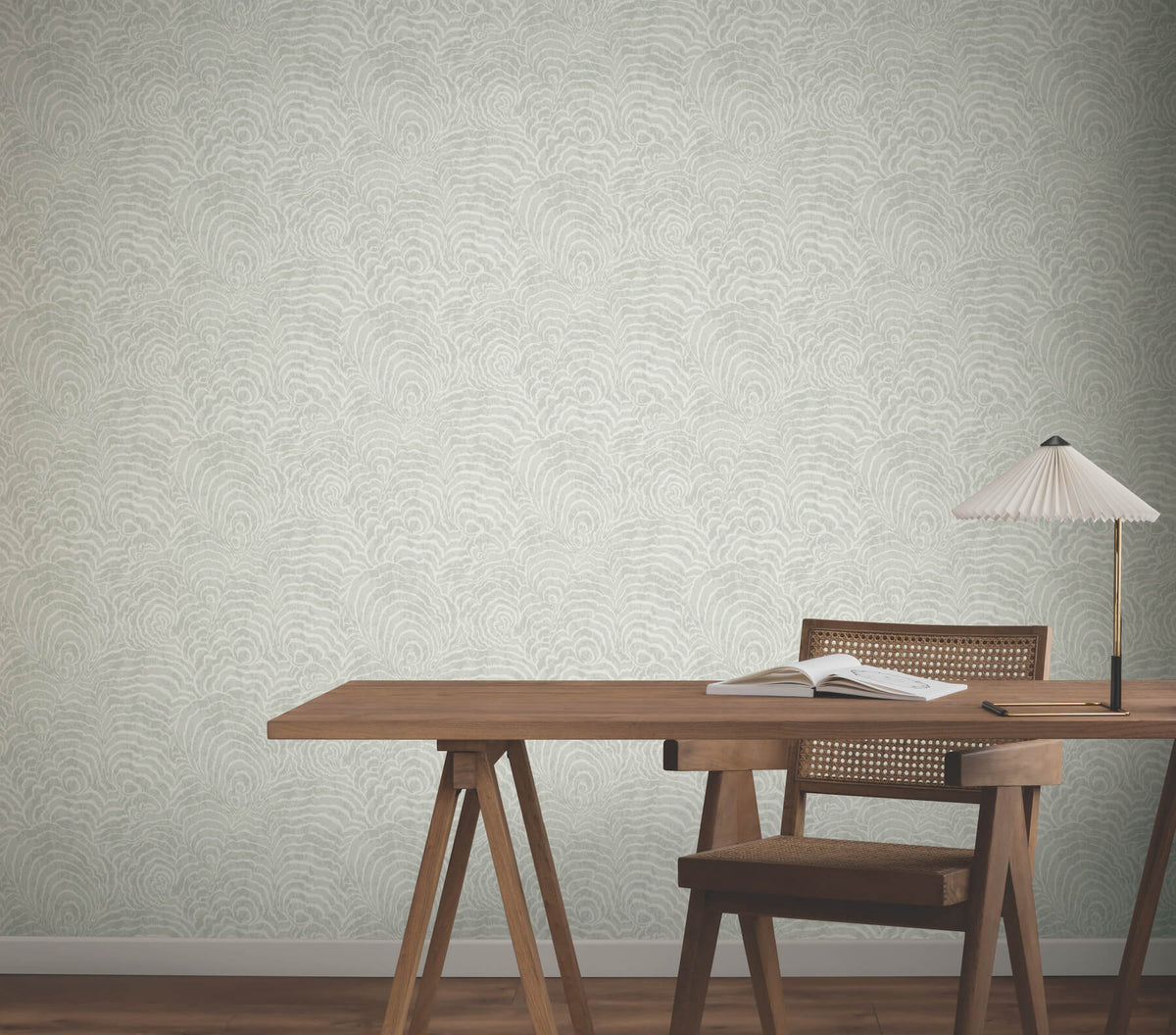 York Woodnote Ocean Jasper Wallpaper Sample - Grey