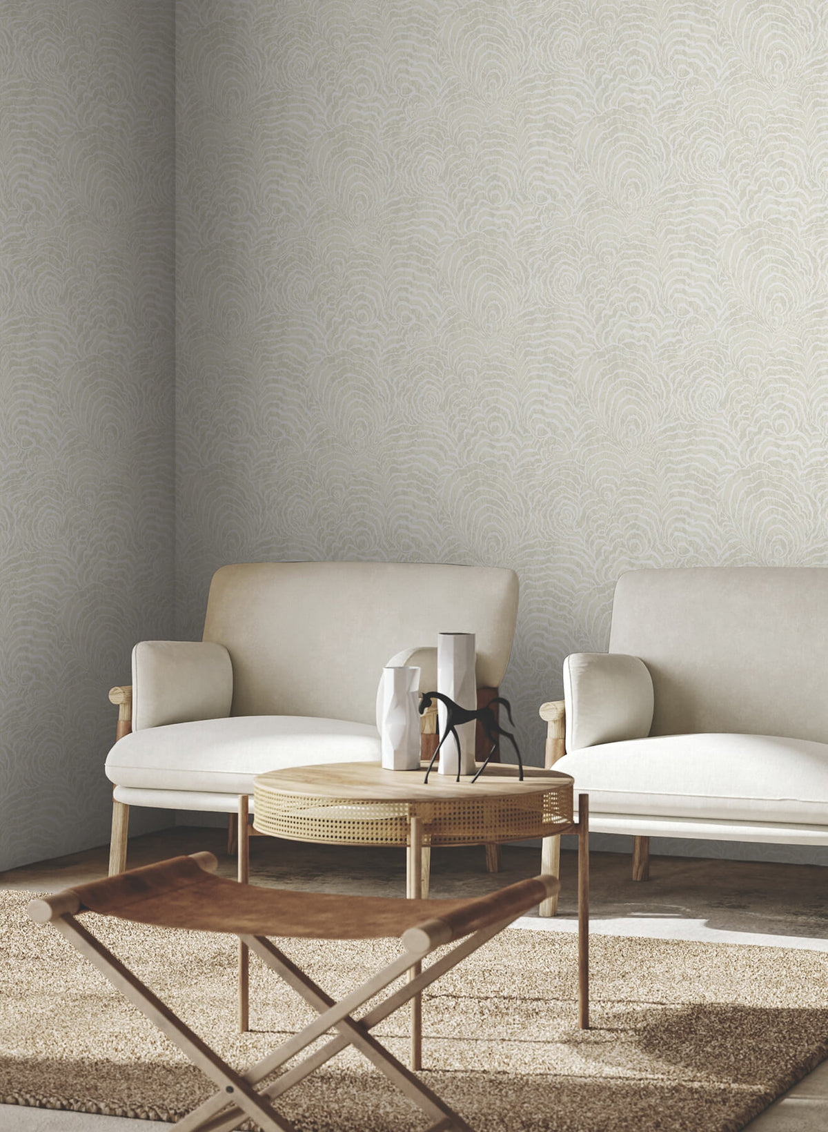 York Woodnote Ocean Jasper Wallpaper Sample - White