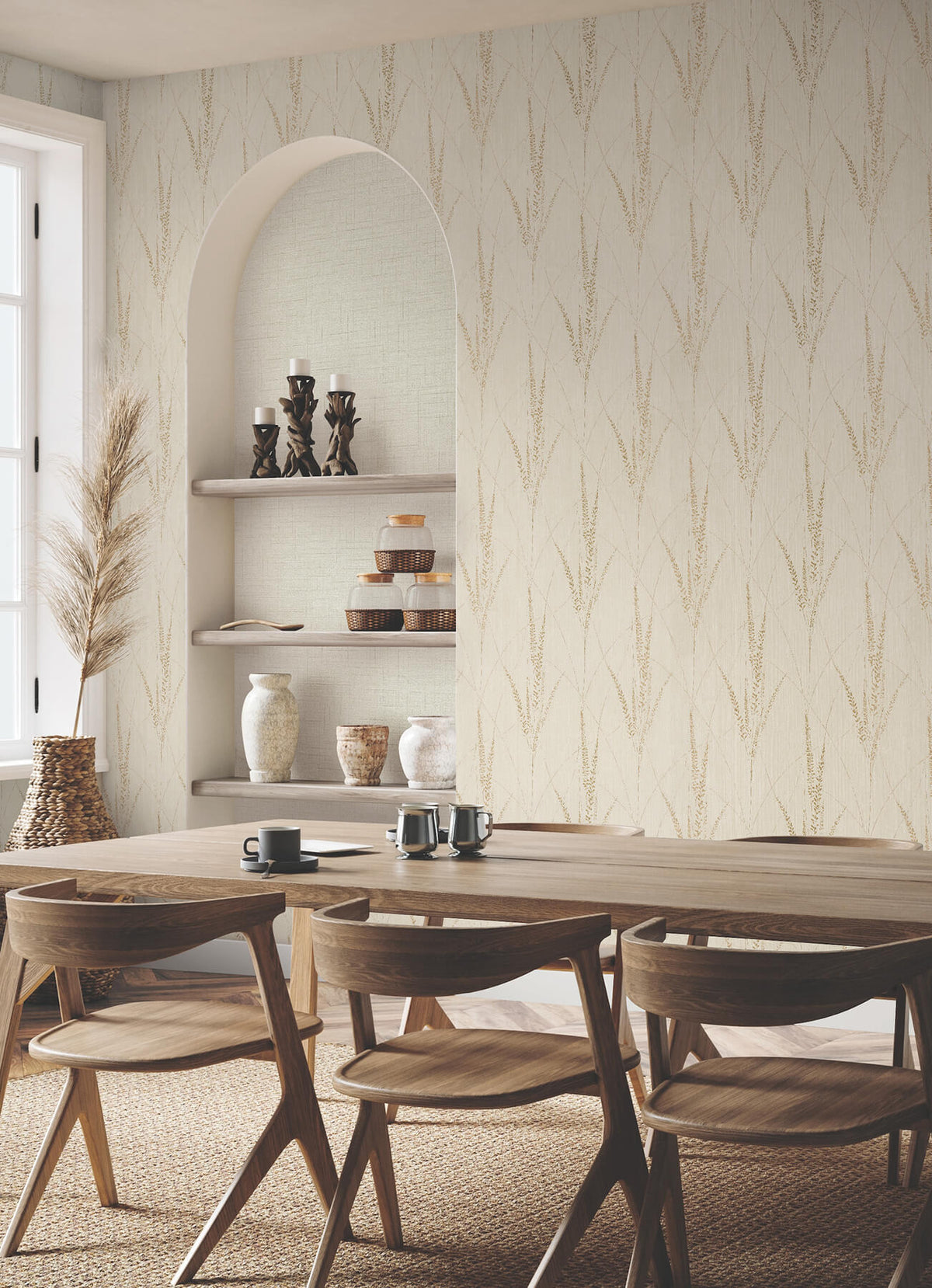 York Woodnote Graceful Willow Wallpaper Sample - Pale Straw