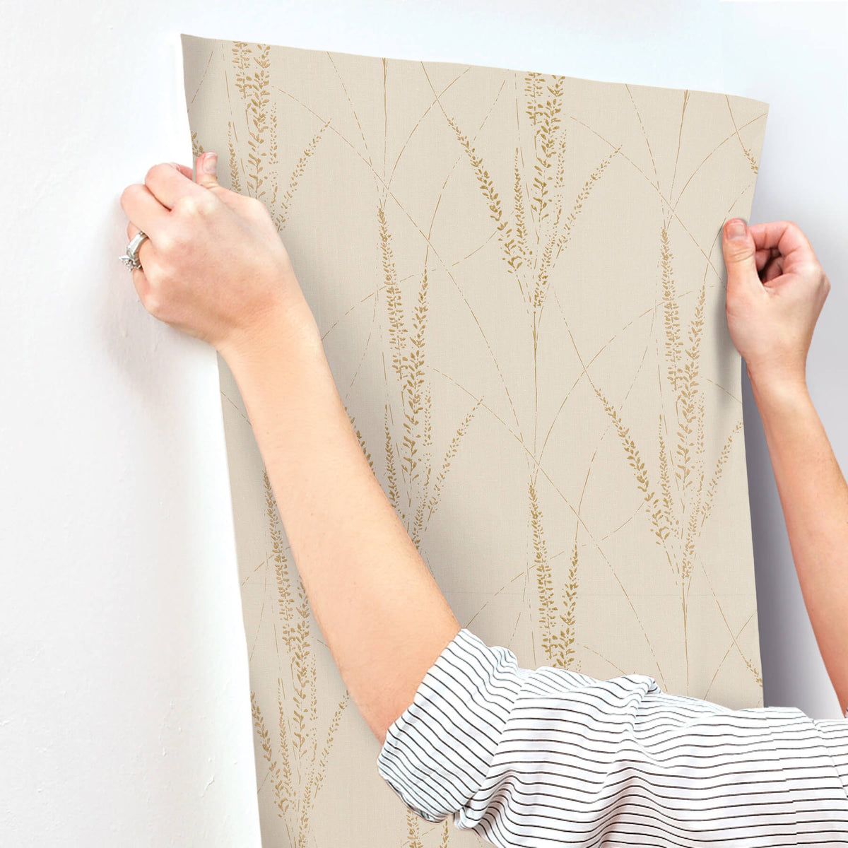 York Woodnote Graceful Willow Wallpaper Sample - Pale Straw