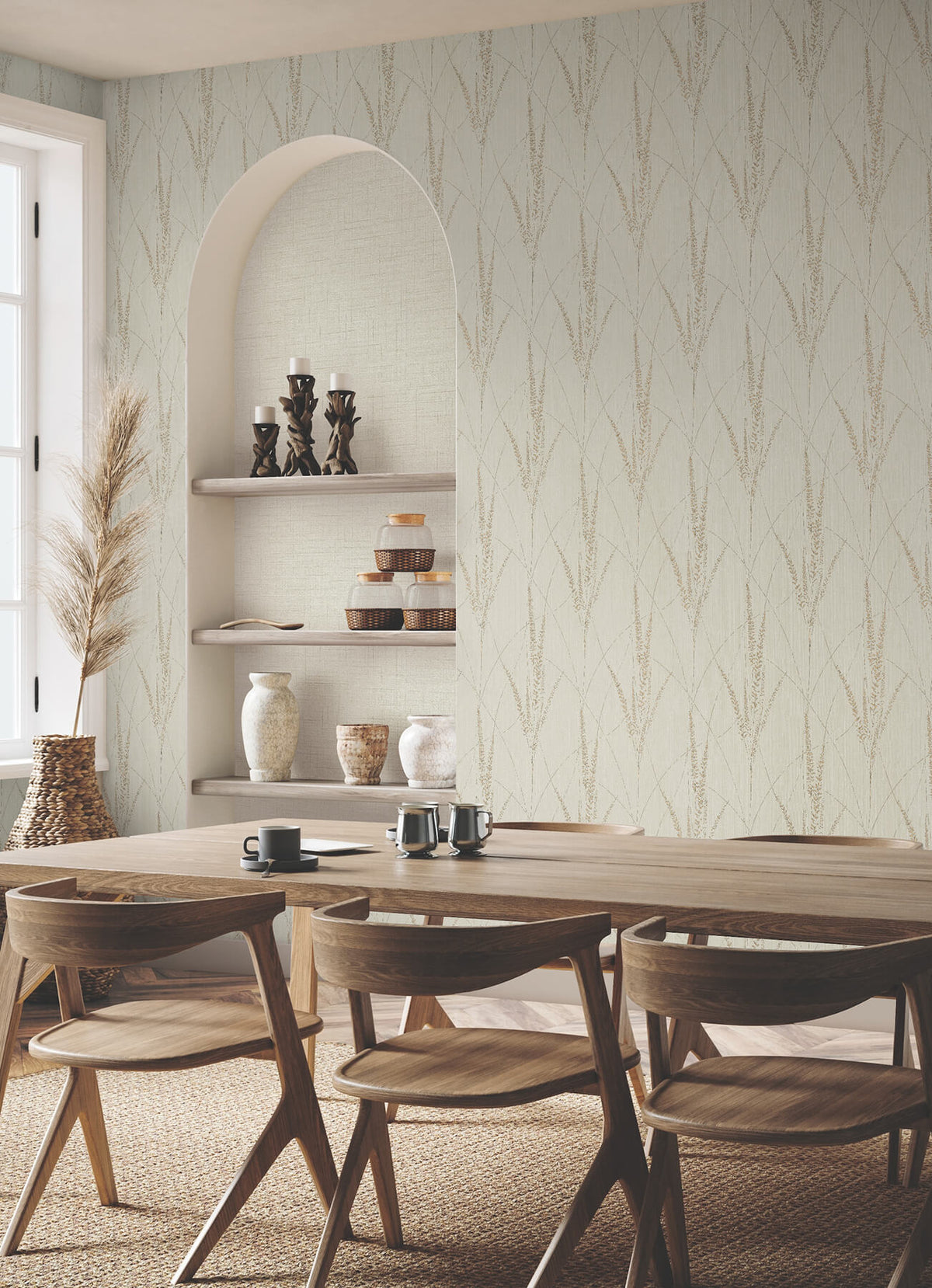 York Woodnote Graceful Willow Wallpaper Sample - Stone