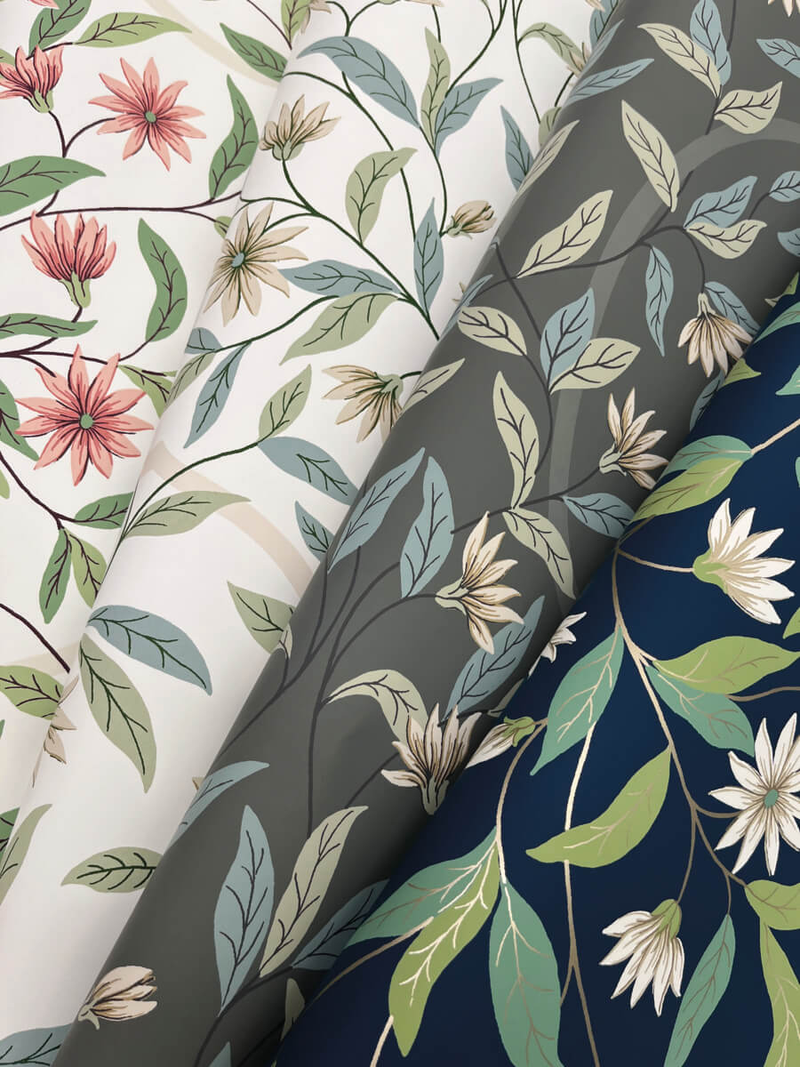 York Greenhouse Jasmine Wallpaper - Eucalyptus