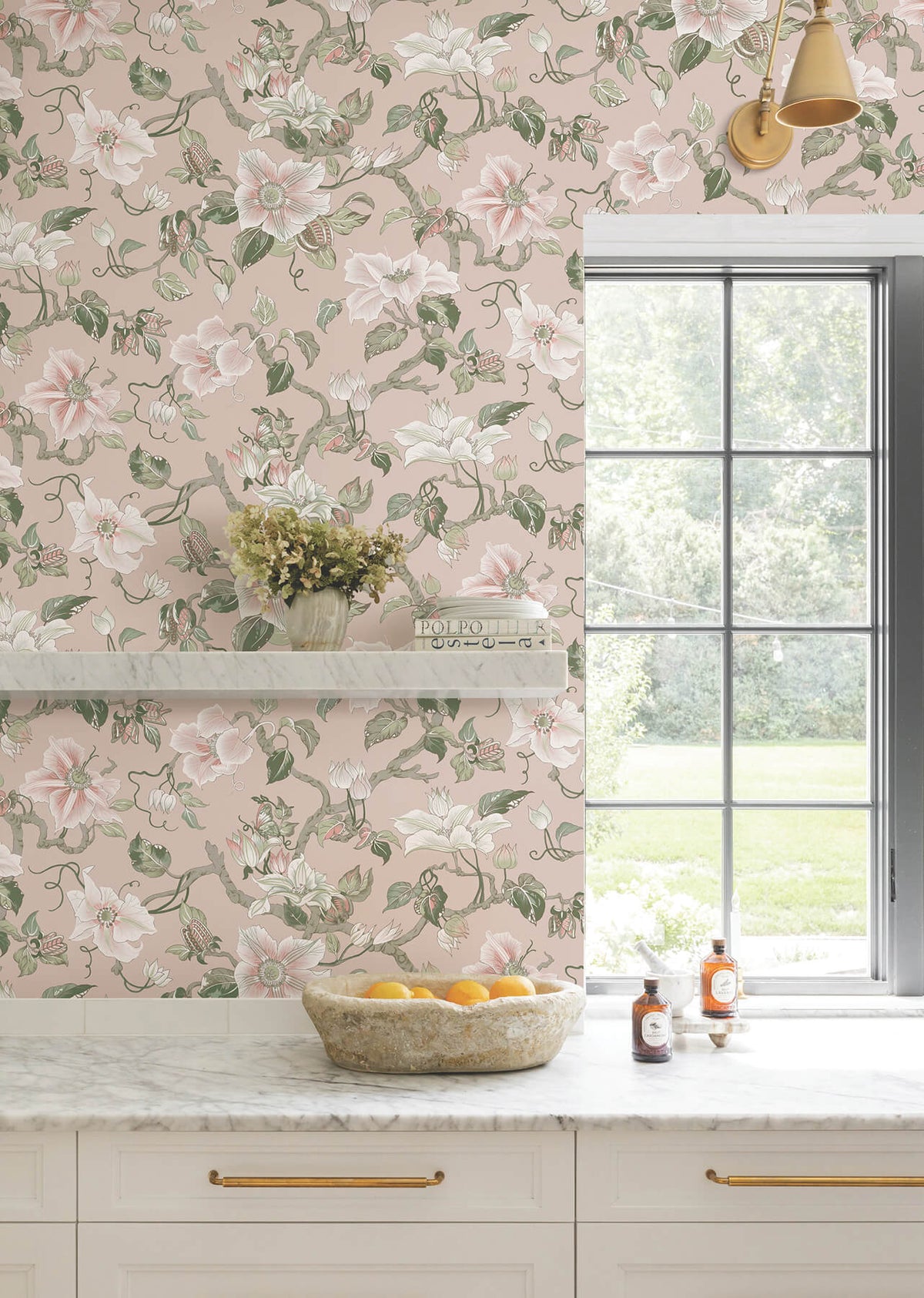 Ronald Redding Classics Marguerite Vine Wallpaper Sample - Blush