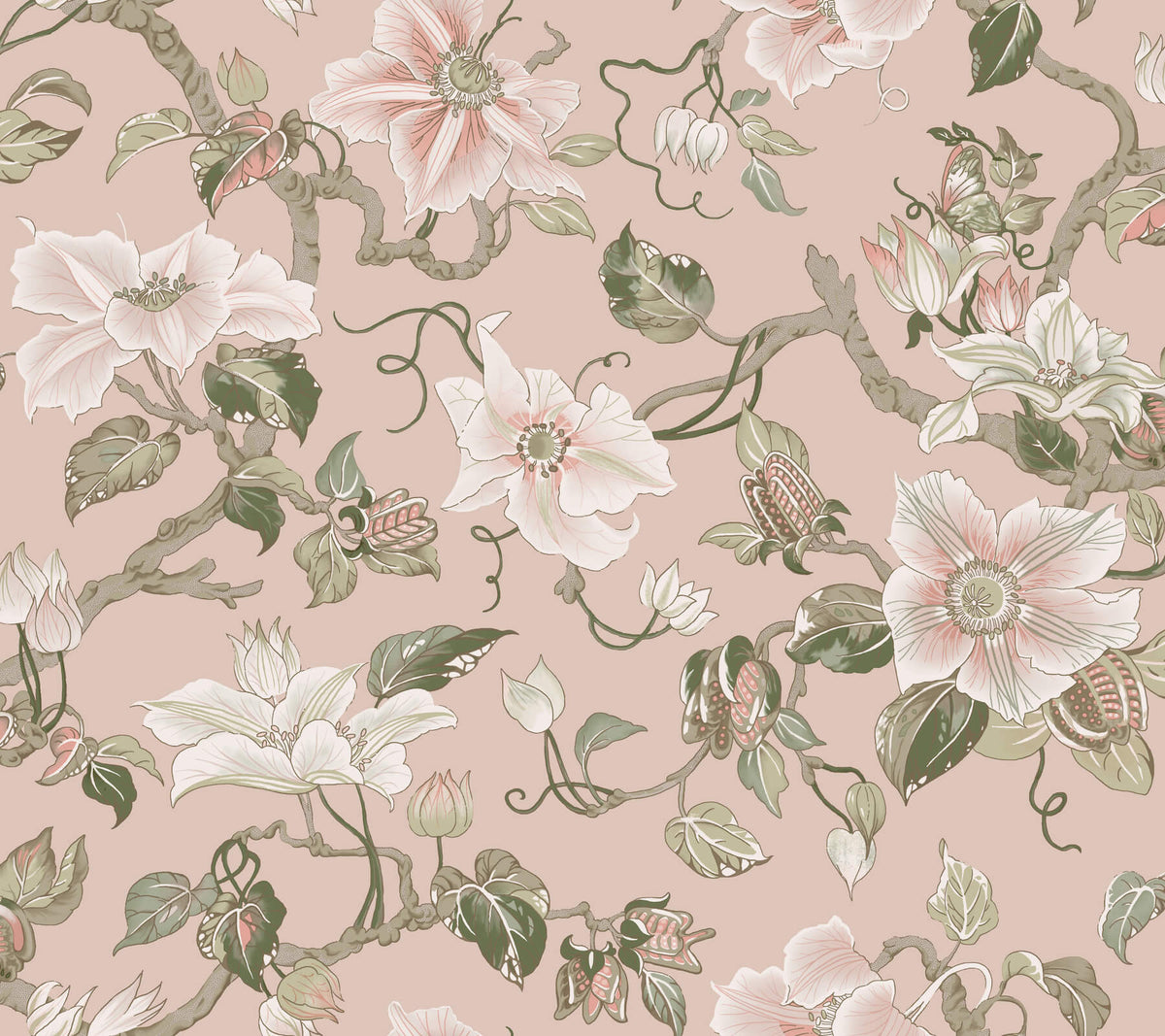 Ronald Redding Classics Marguerite Vine Wallpaper Sample - Blush