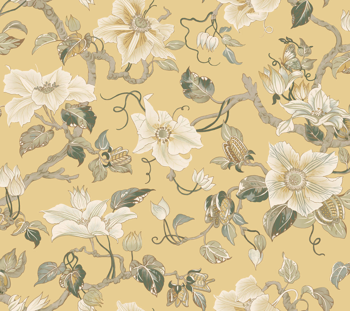 Ronald Redding Classics Marguerite Vine Wallpaper - Yellow