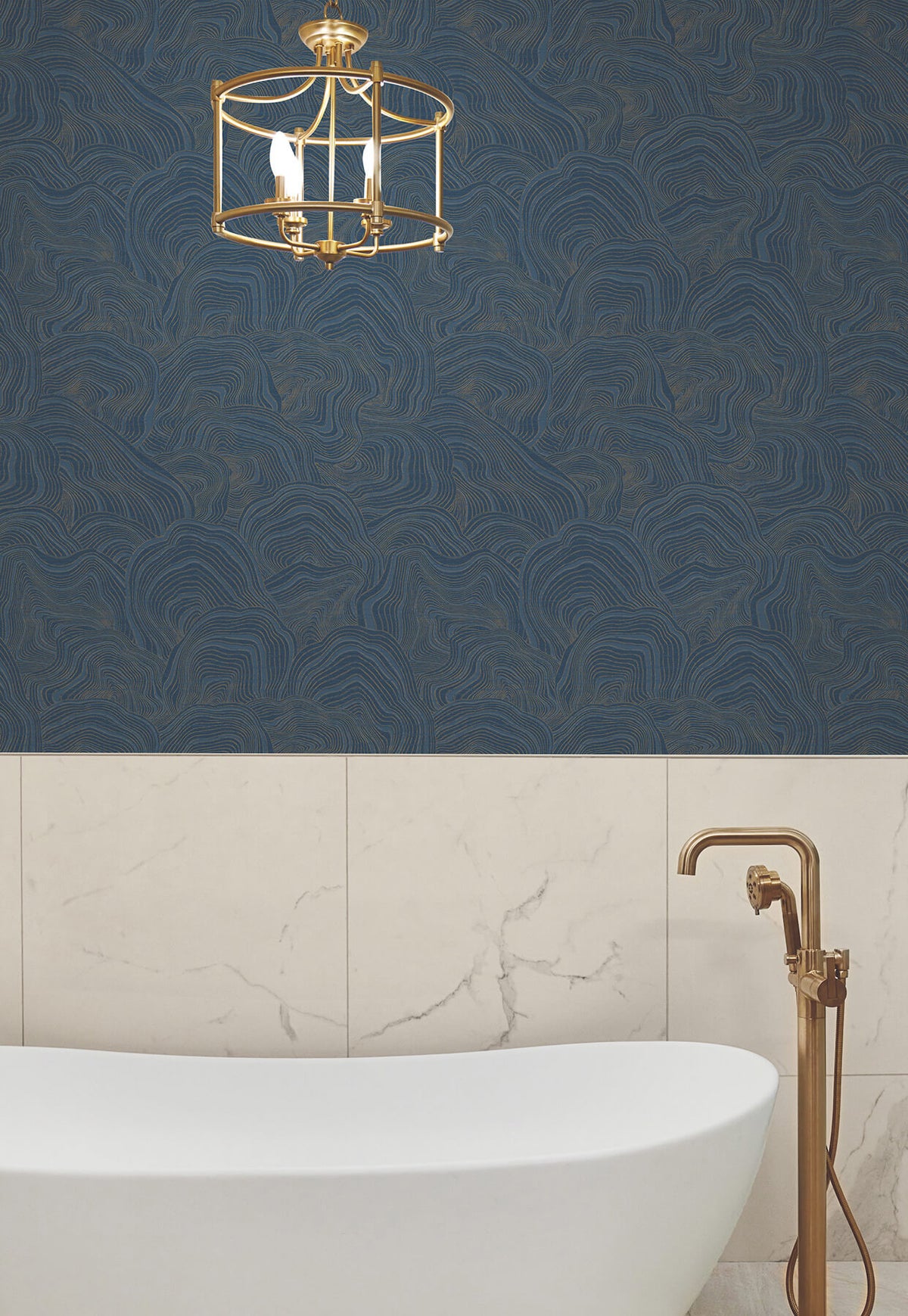 Ronald Redding Classics Geodes Wallpaper Sample - Navy