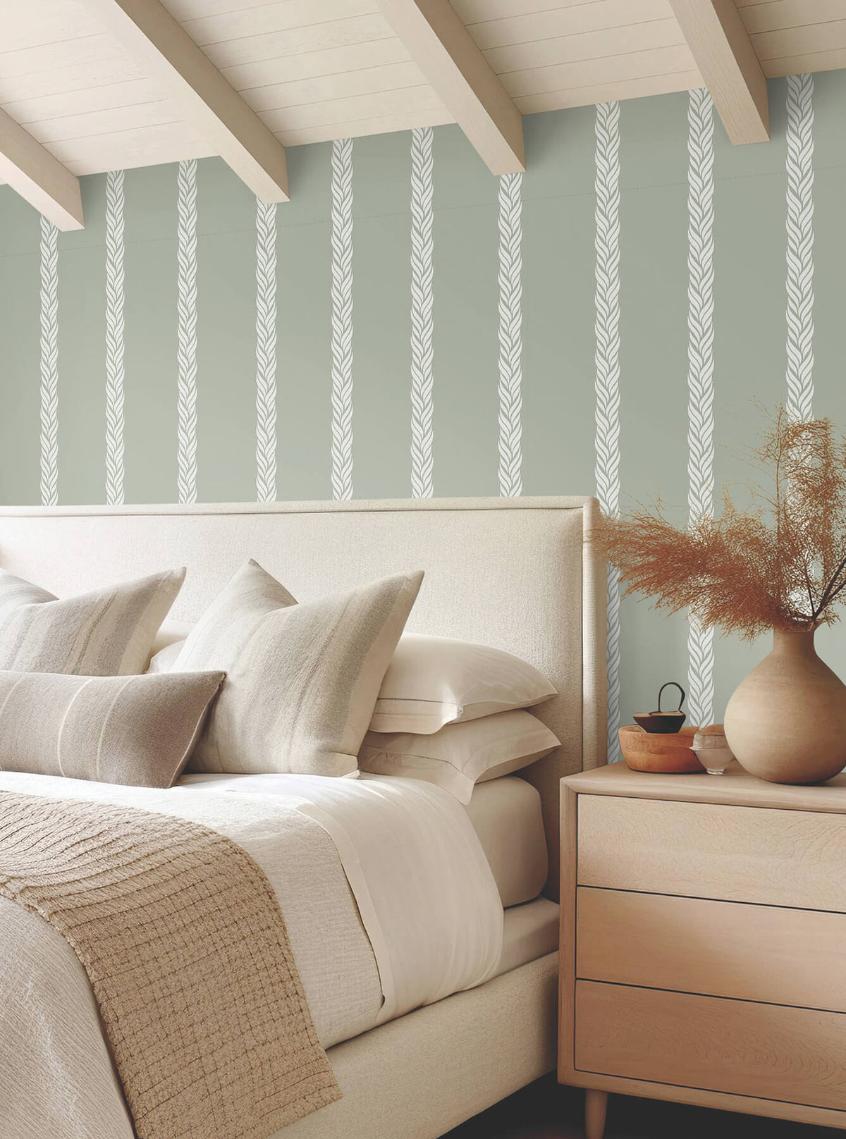 Ronald Redding Classics Braided Stripe Wallpaper Sample - Green