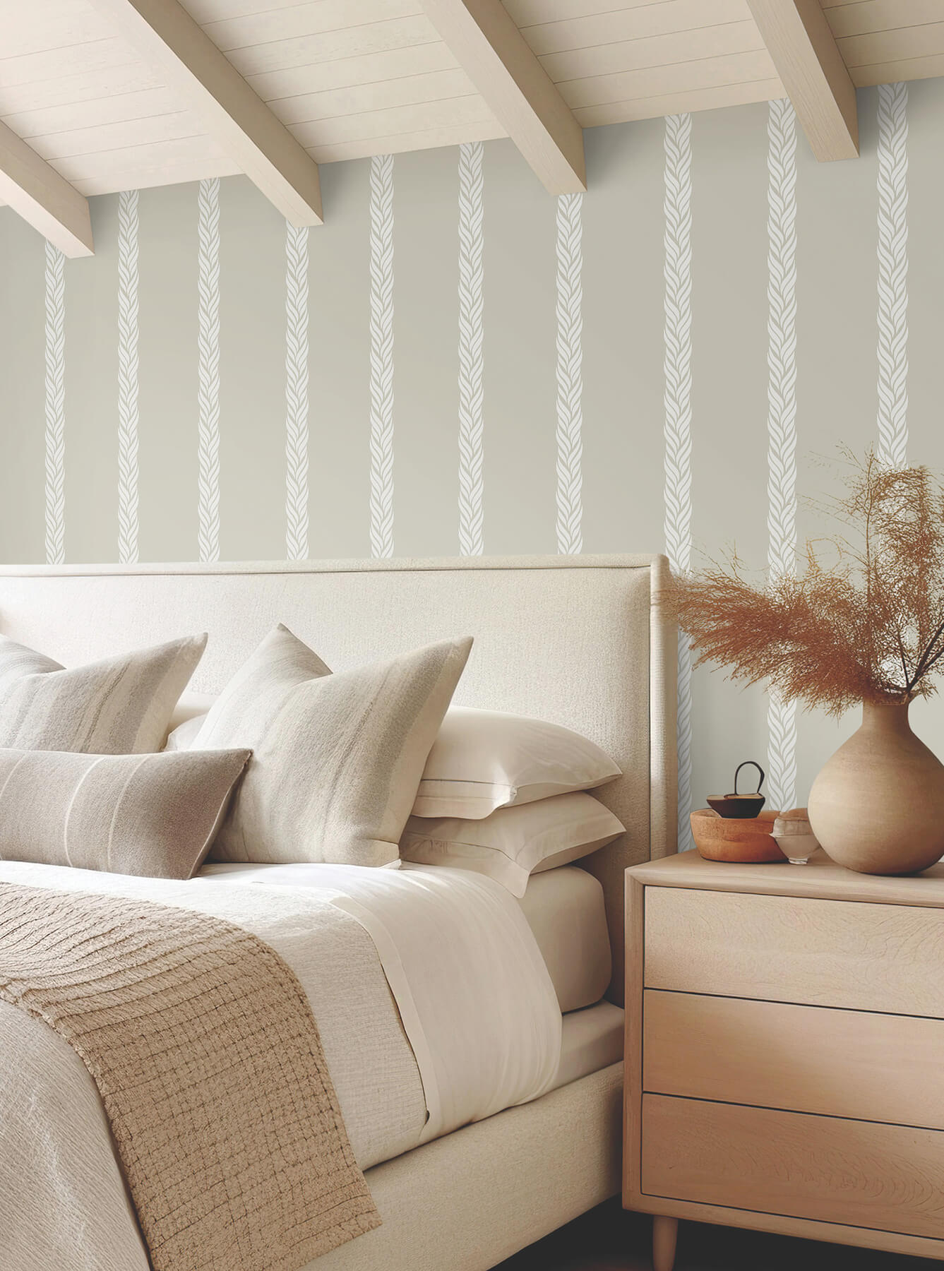 Ronald Redding Classics Braided Stripe Wallpaper - Beige