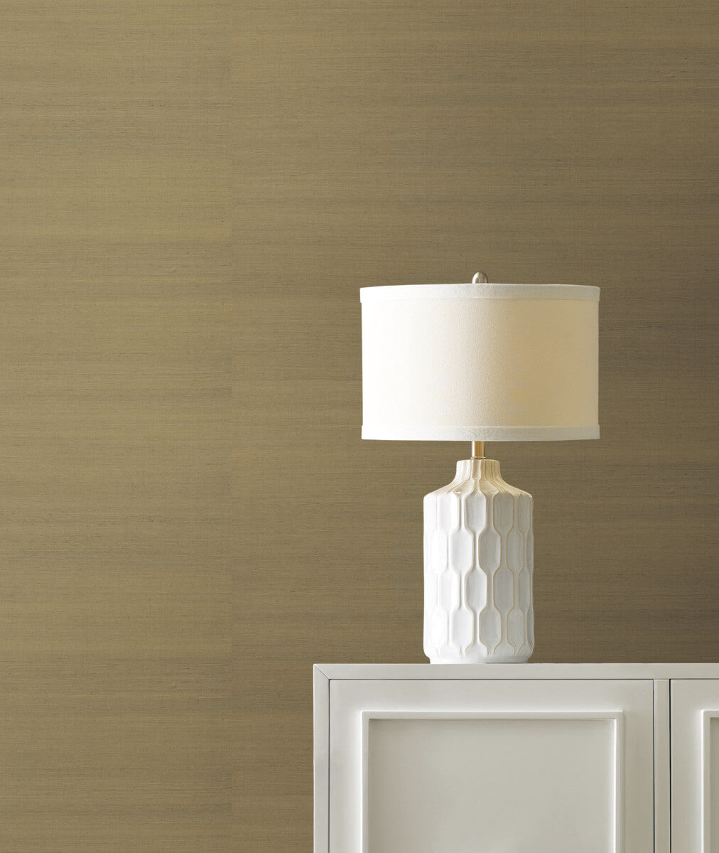 York Designer Sisals Grasscloth Wallpaper Sample - Khaki