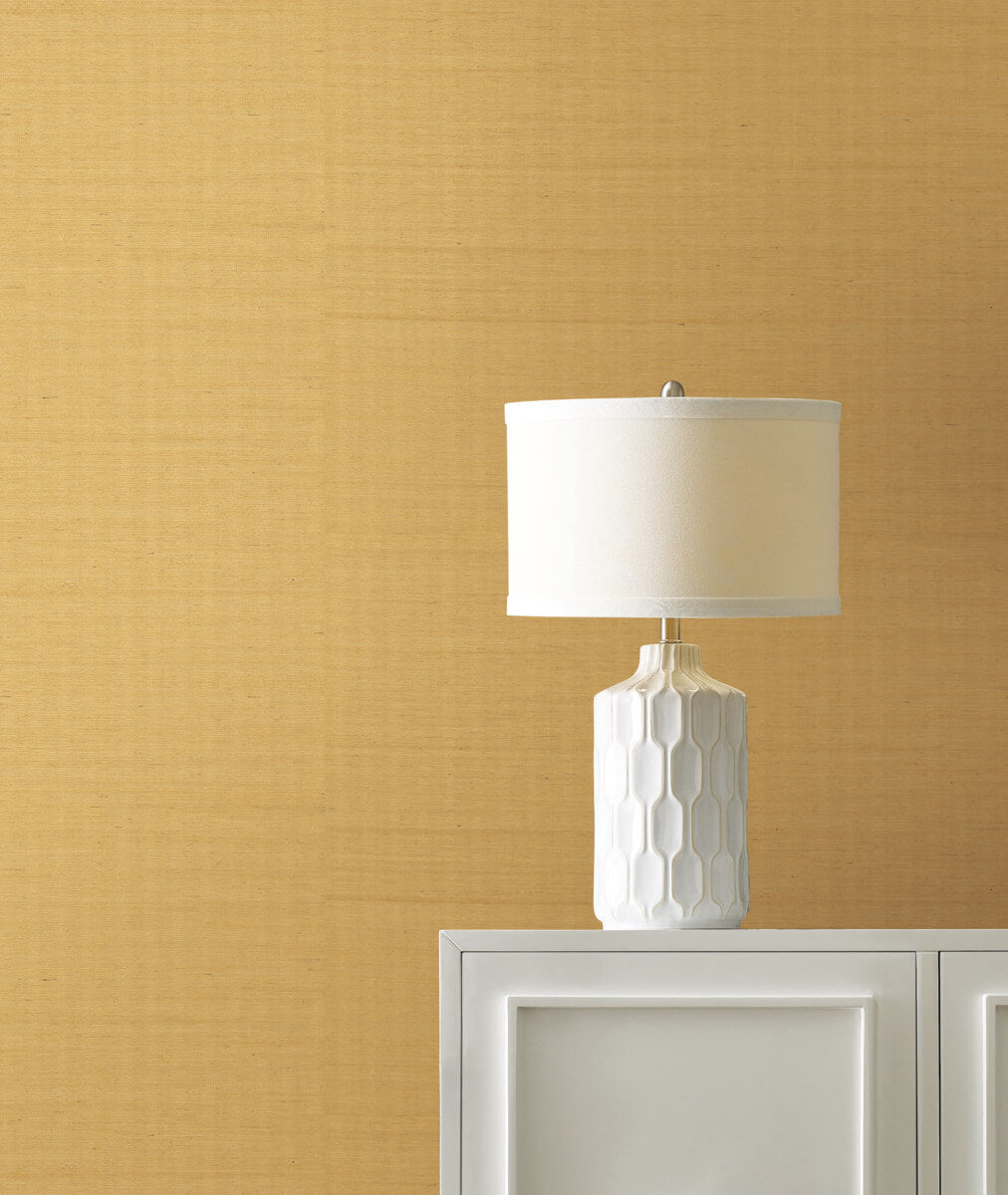 York Designer Sisals Grasscloth Wallpaper Sample - Gold