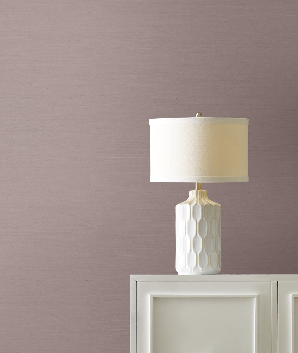 York Designer Sisals Grasscloth Wallpaper Sample - Mauve