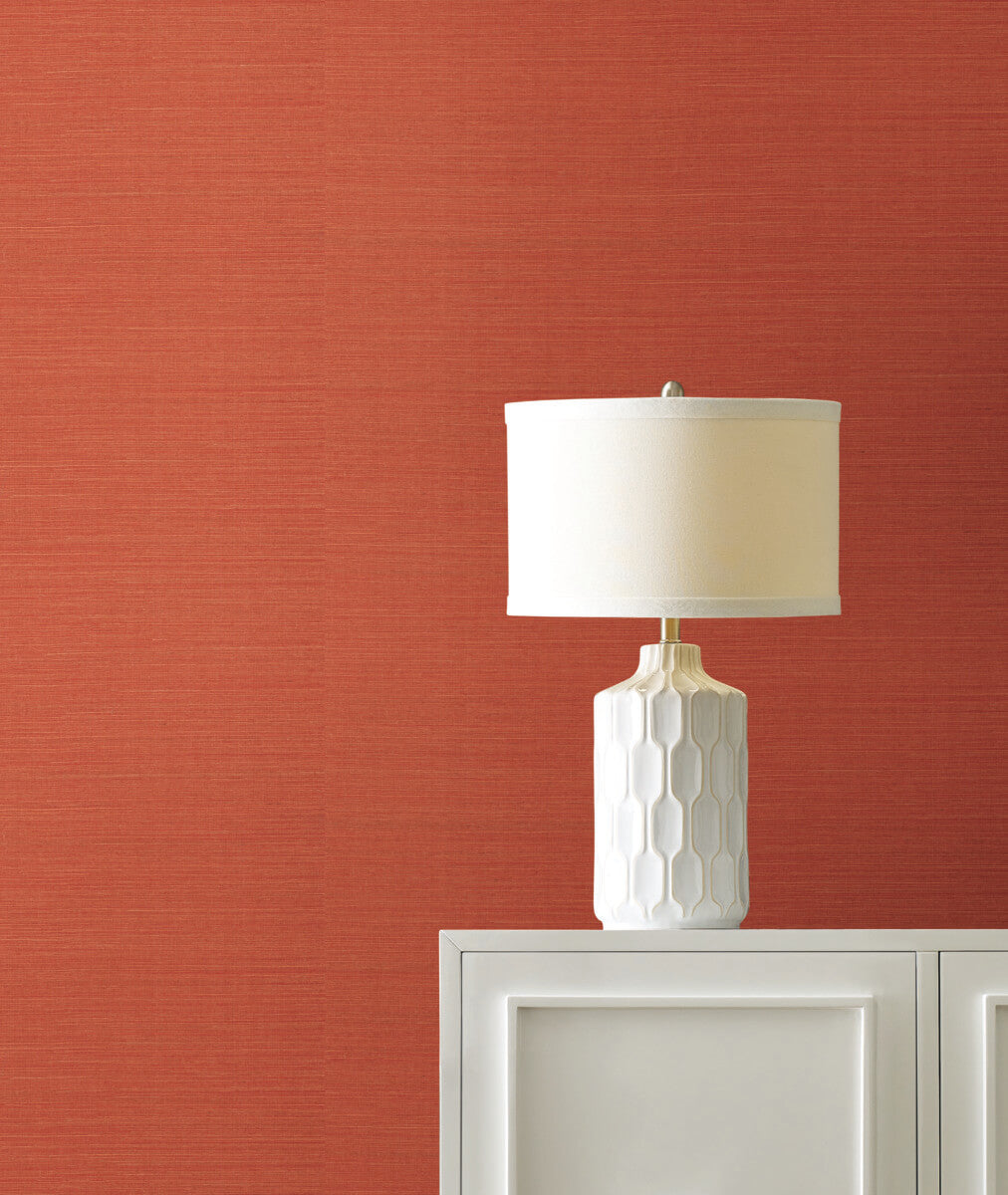 York Designer Sisals Grasscloth Wallpaper Sample - Rhubarb