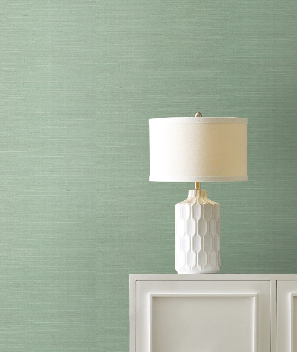 York Designer Sisals Grasscloth Wallpaper Sample - Seaglass