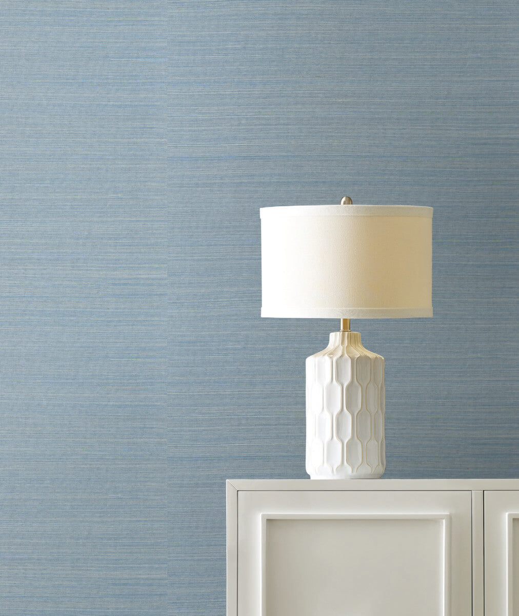 York Designer Sisals Grasscloth Wallpaper Sample - Sky