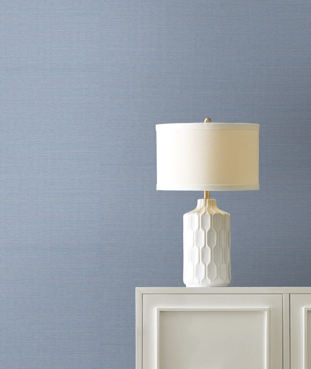 York Designer Sisals Grasscloth Wallpaper Sample - Cornflower