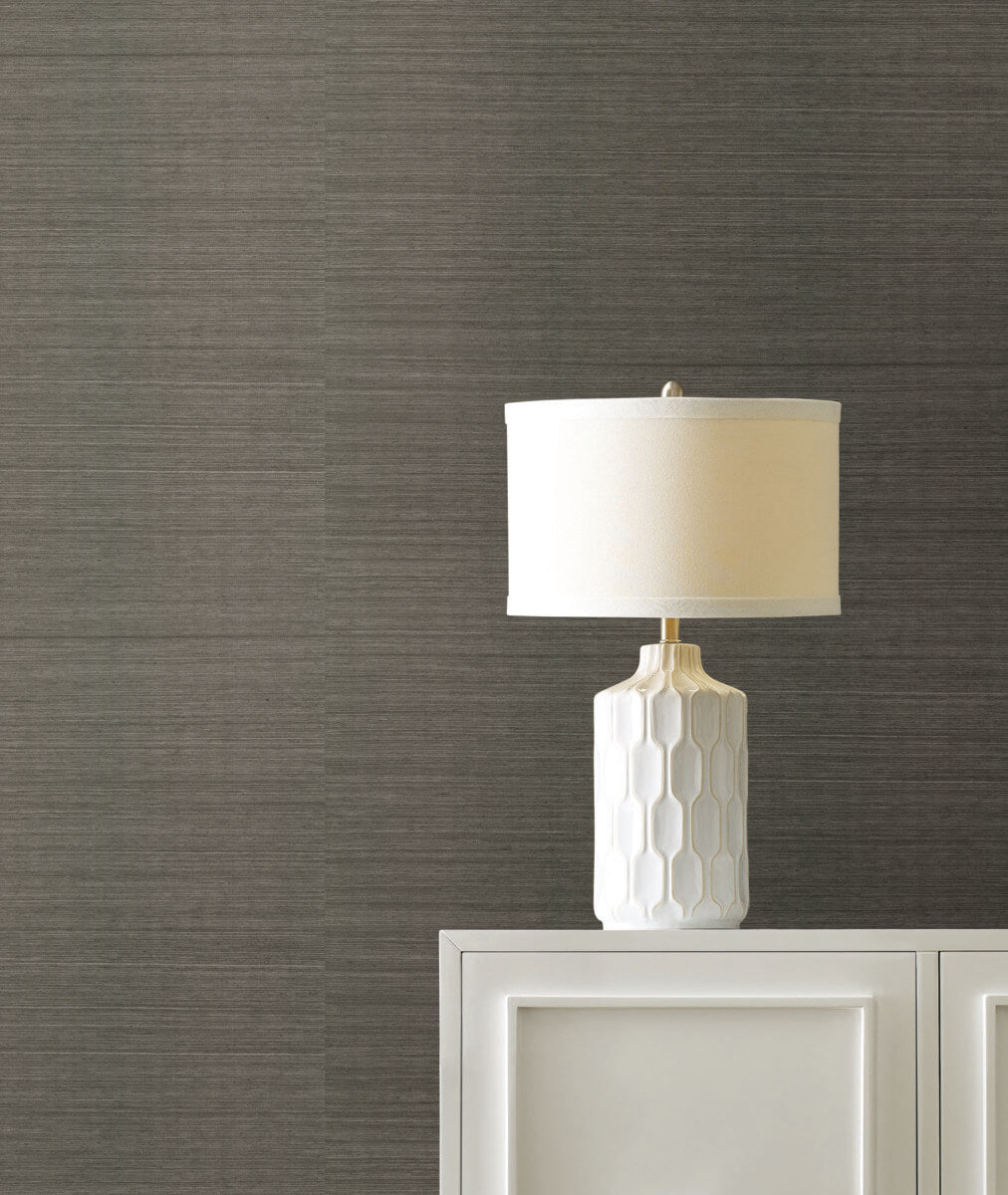 York Designer Sisals Grasscloth Wallpaper - Smoke