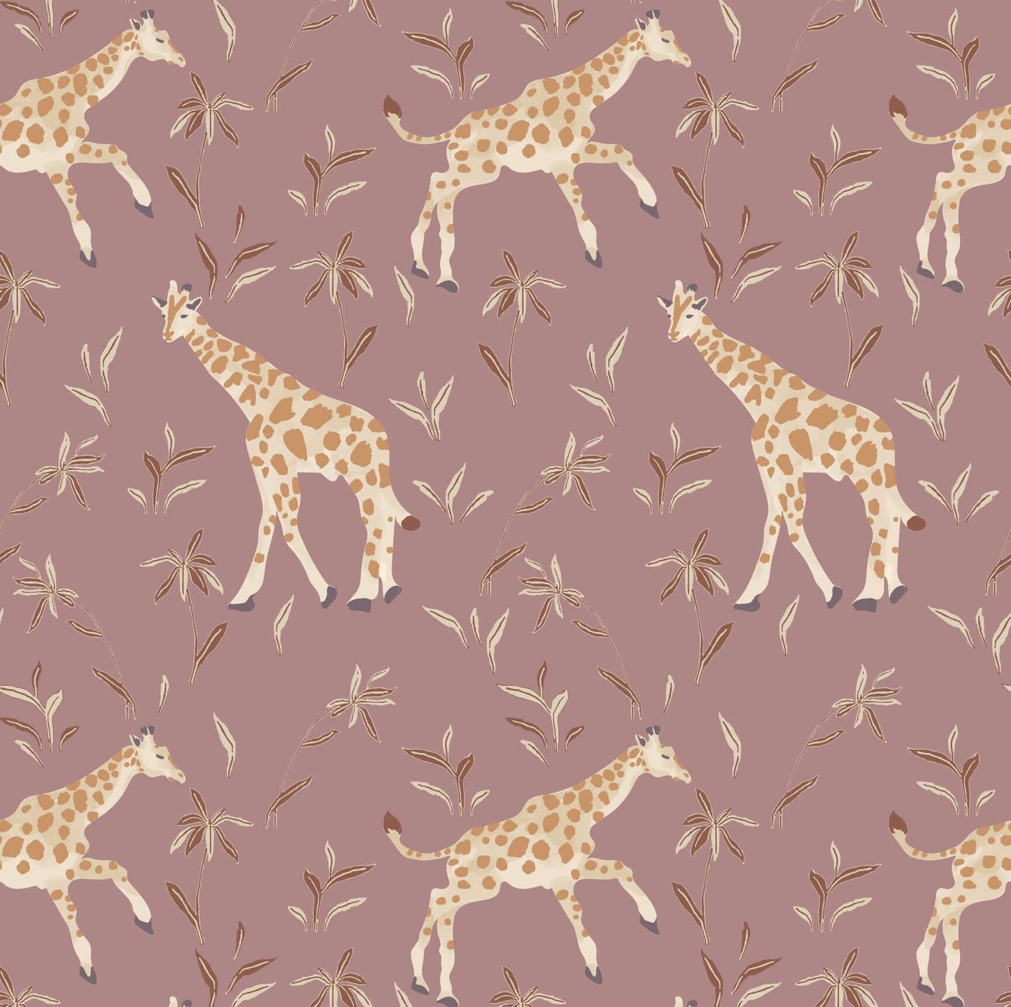 Mitchell Black Gentle Giraffe Wallpaper Sample - Mauve Cream