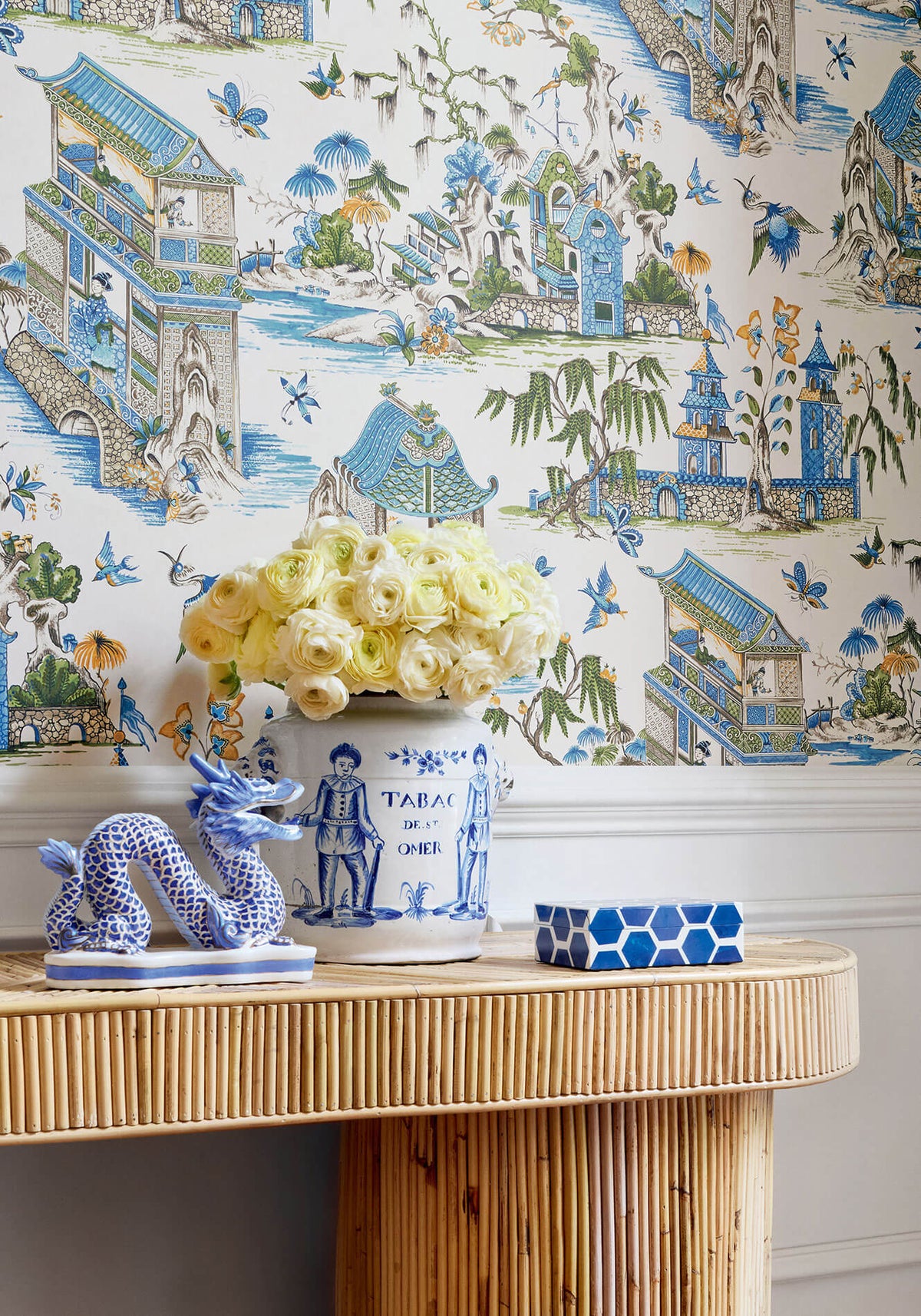 Thibaut Grand Palace Wallpaper - Blue & Green