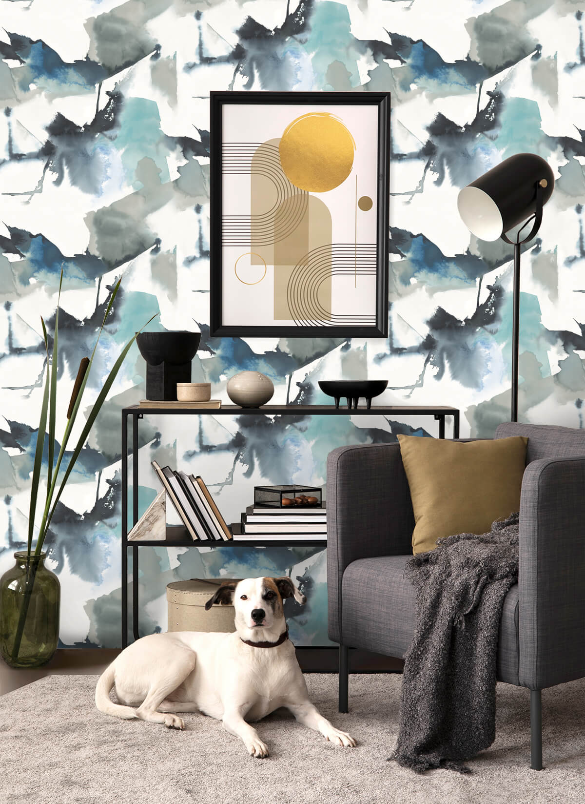 Harry & Grace Watercolor Block Peel & Stick Wallpaper - Blue