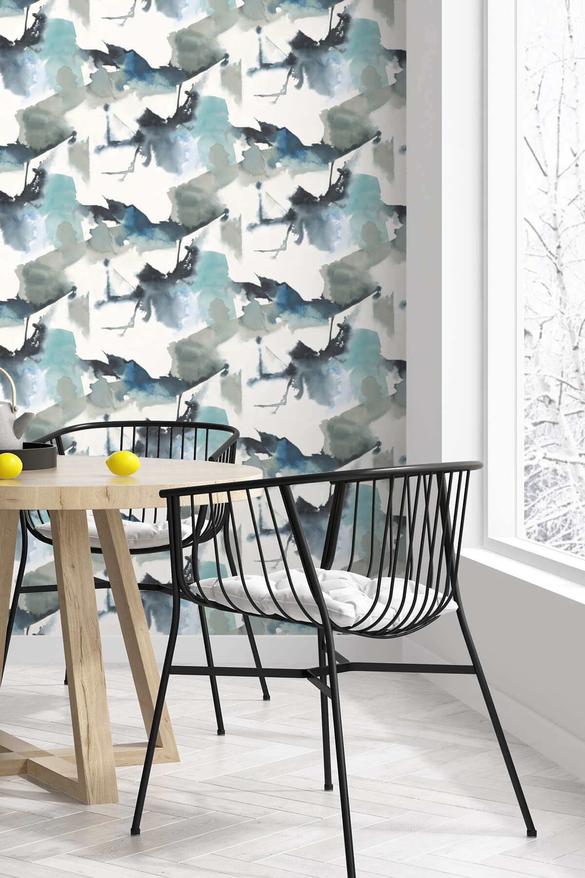 Harry & Grace Watercolor Block Peel & Stick Wallpaper - Blue