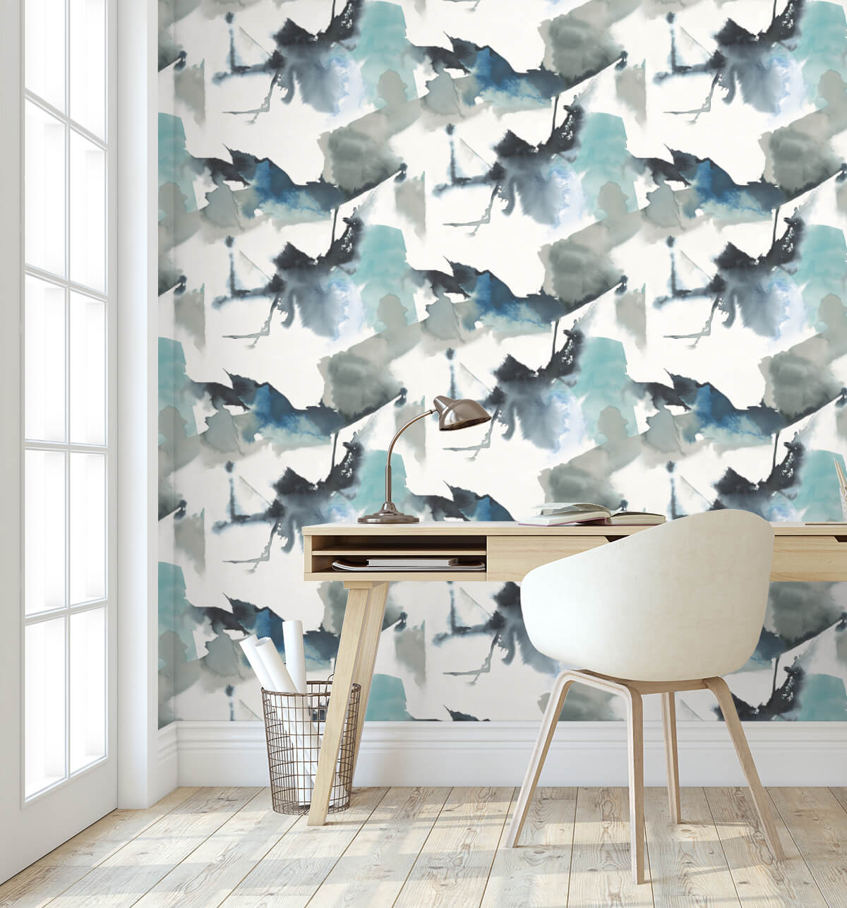 Harry & Grace Watercolor Block Peel & Stick Wallpaper - Blue