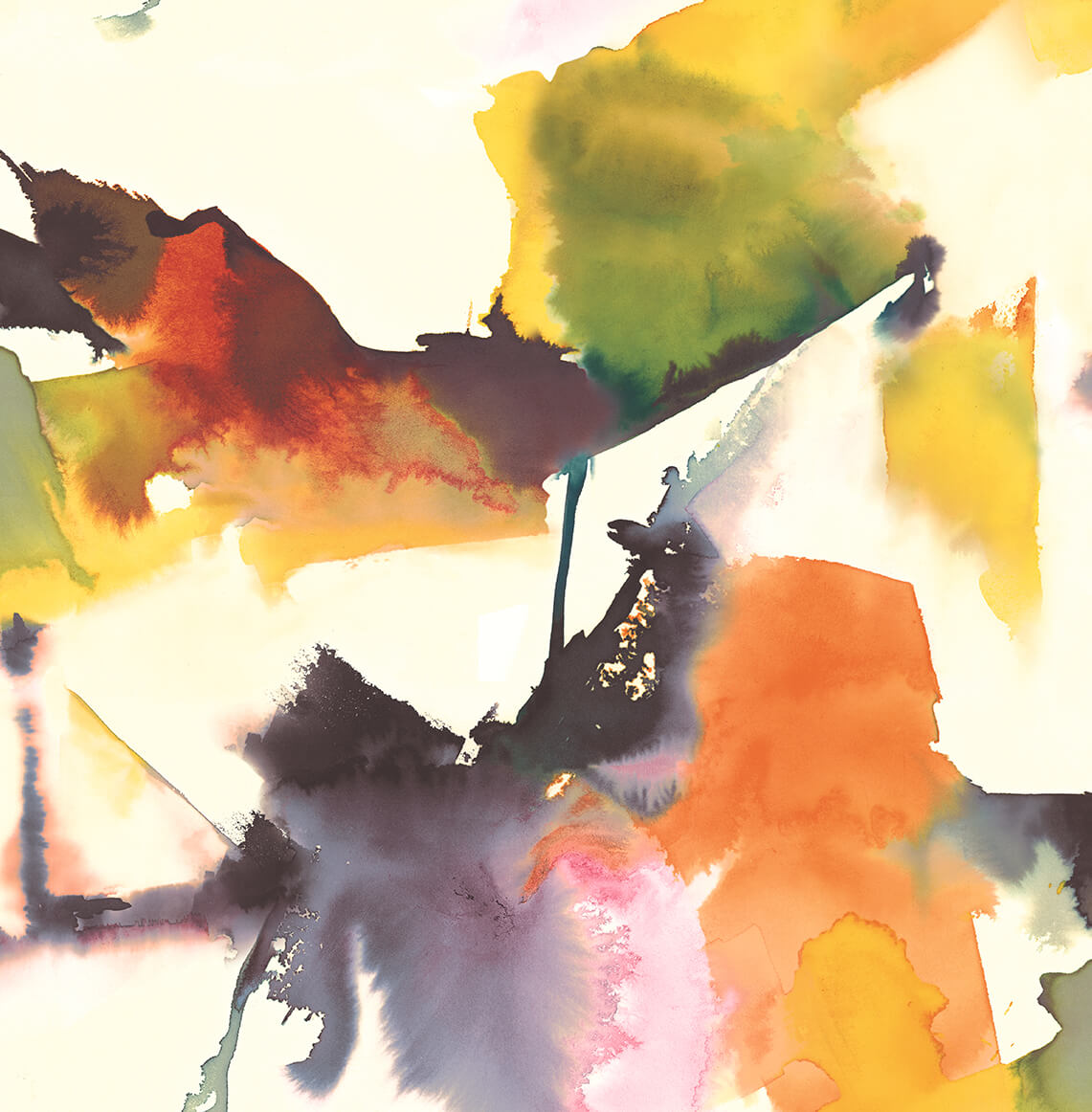 Harry & Grace Watercolor Block Peel & Stick Wallpaper - Persimmon & Plum