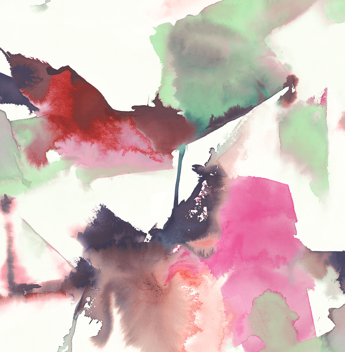 Harry & Grace Watercolor Block Peel & Stick Wallpaper - Fuchsia & Mint Green