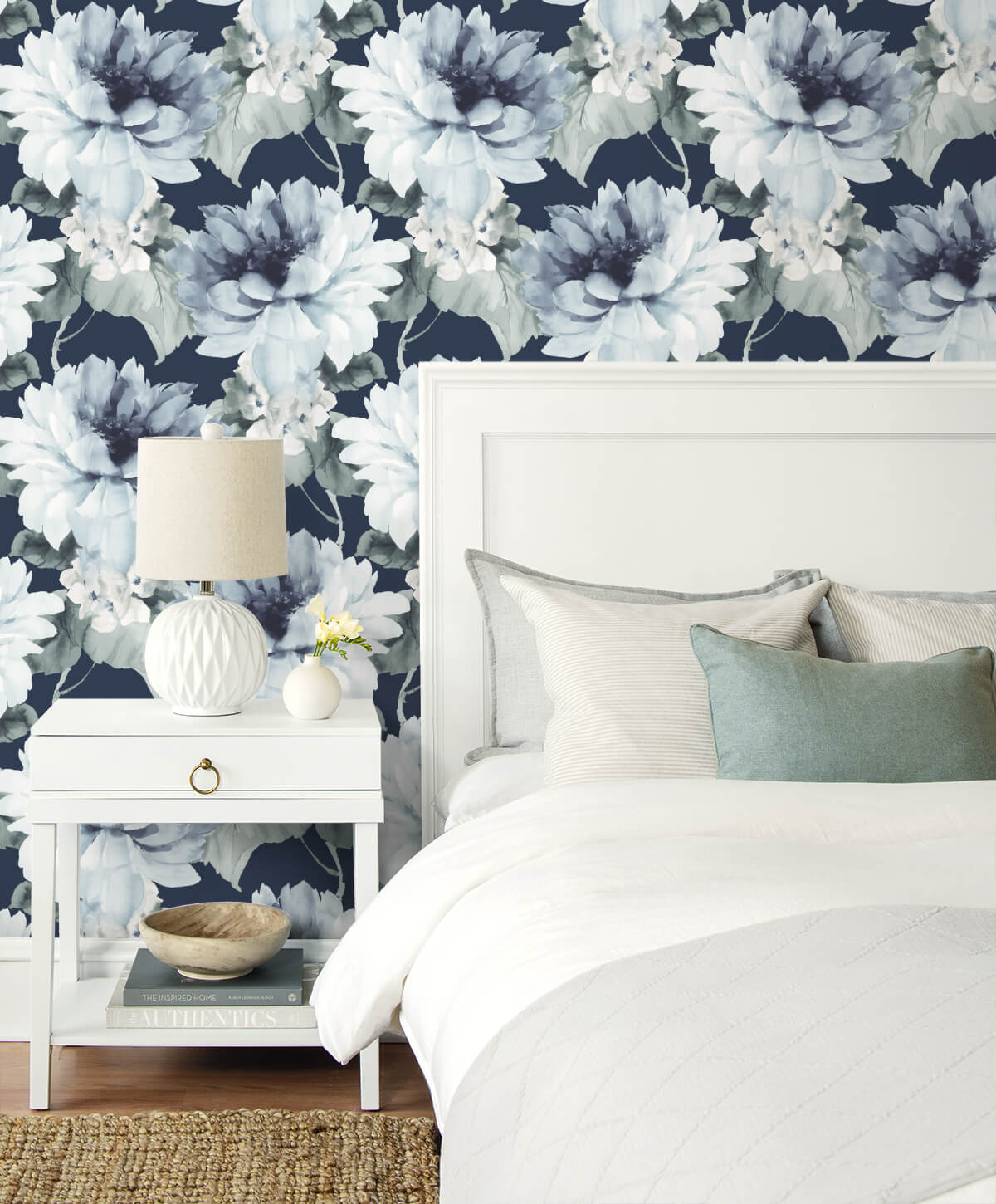 Harry & Grace Watercolor Floral Peel & Stick Wallpaper - Blue & Green