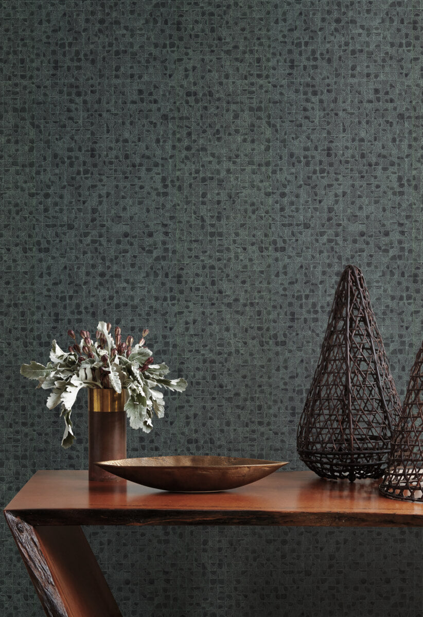 Ronald Redding Traveler Leather Lux Wallpaper - Dark Green