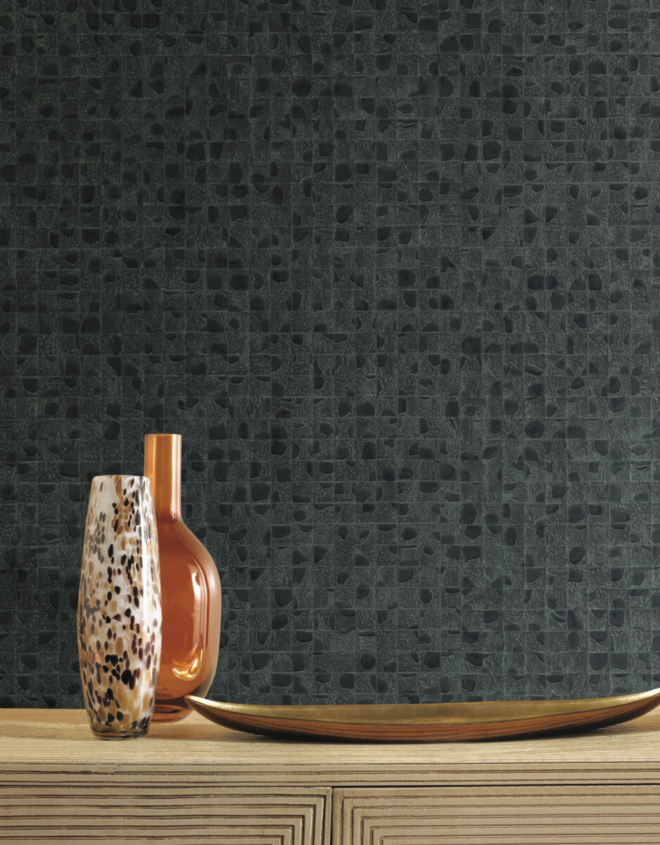 Ronald Redding Traveler Leather Lux Wallpaper - Dark Green