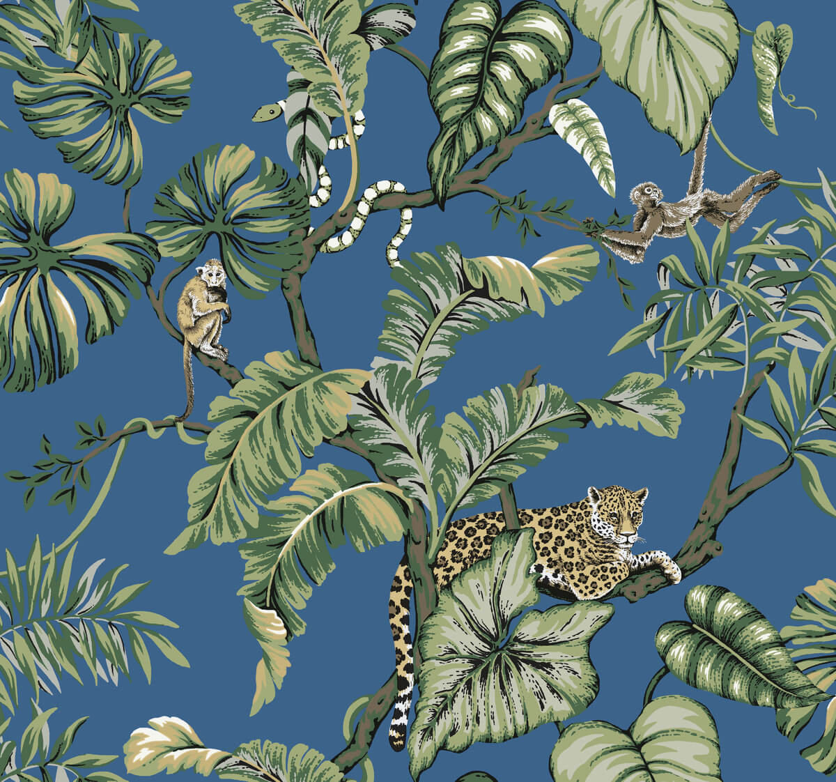 Ronald Redding Traveler Jungle Cat Wallpaper - Blue