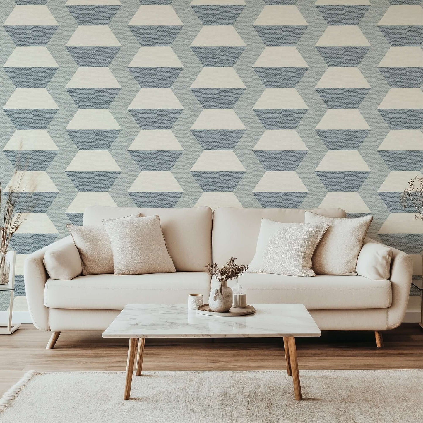 Mitchell Black Infinity Blocks Wallpaper - Lacquered Blues